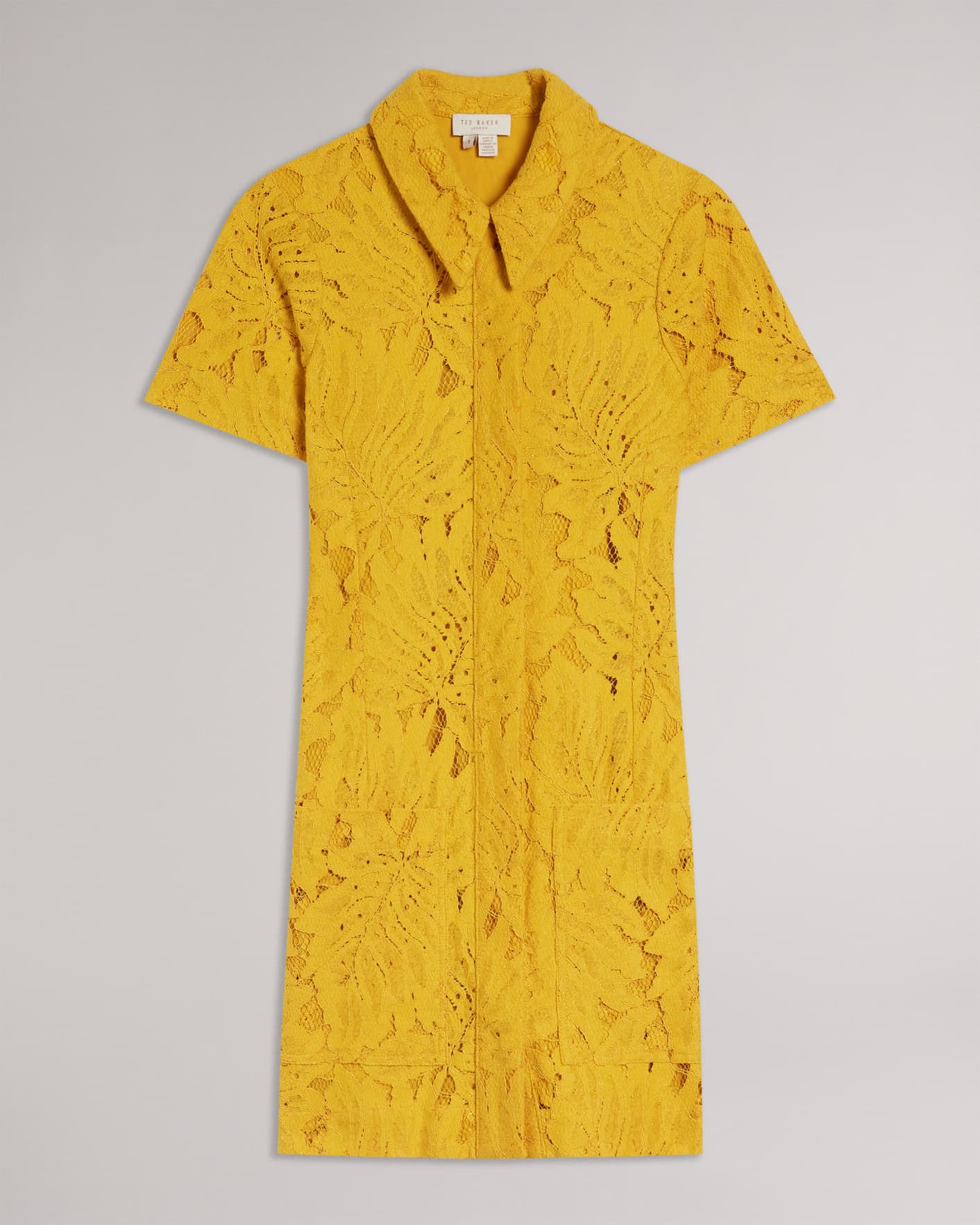 Jaune Robe-chemise avec dentelle ajourée Ted Baker