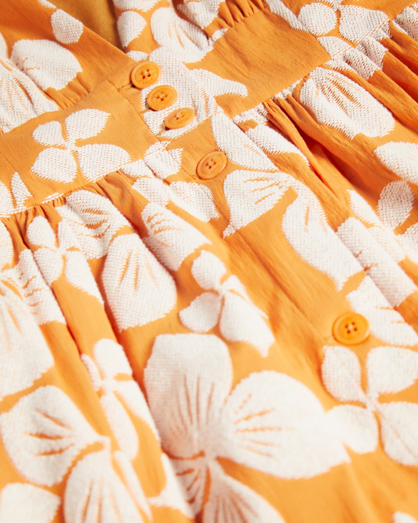 Orange foncé Robe boutonnée à motif Jacquard floral Ted Baker