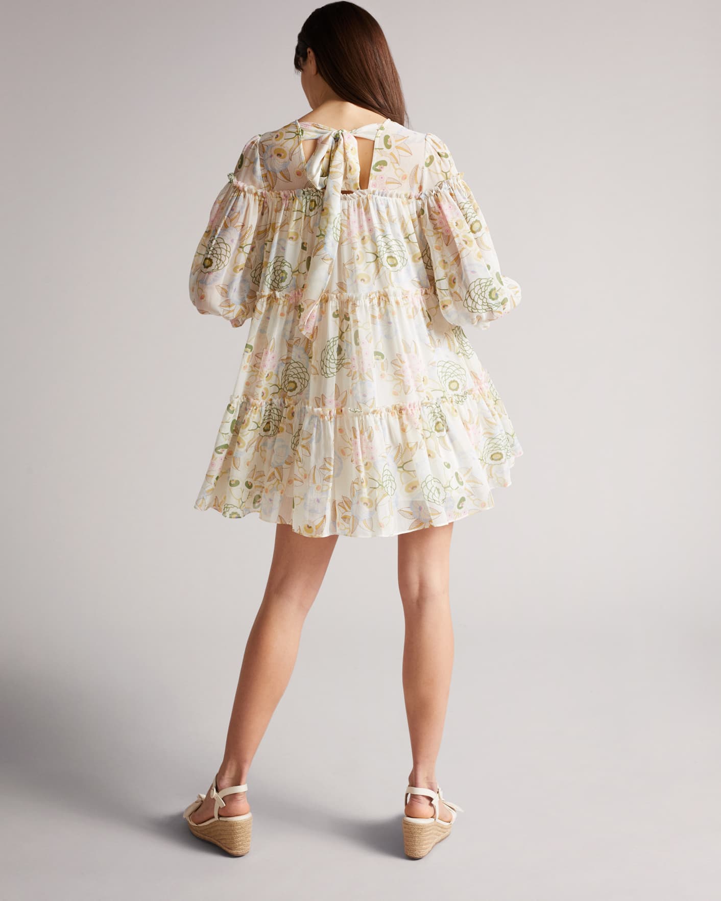 White Tiered Trapeze Mini Dress Ted Baker