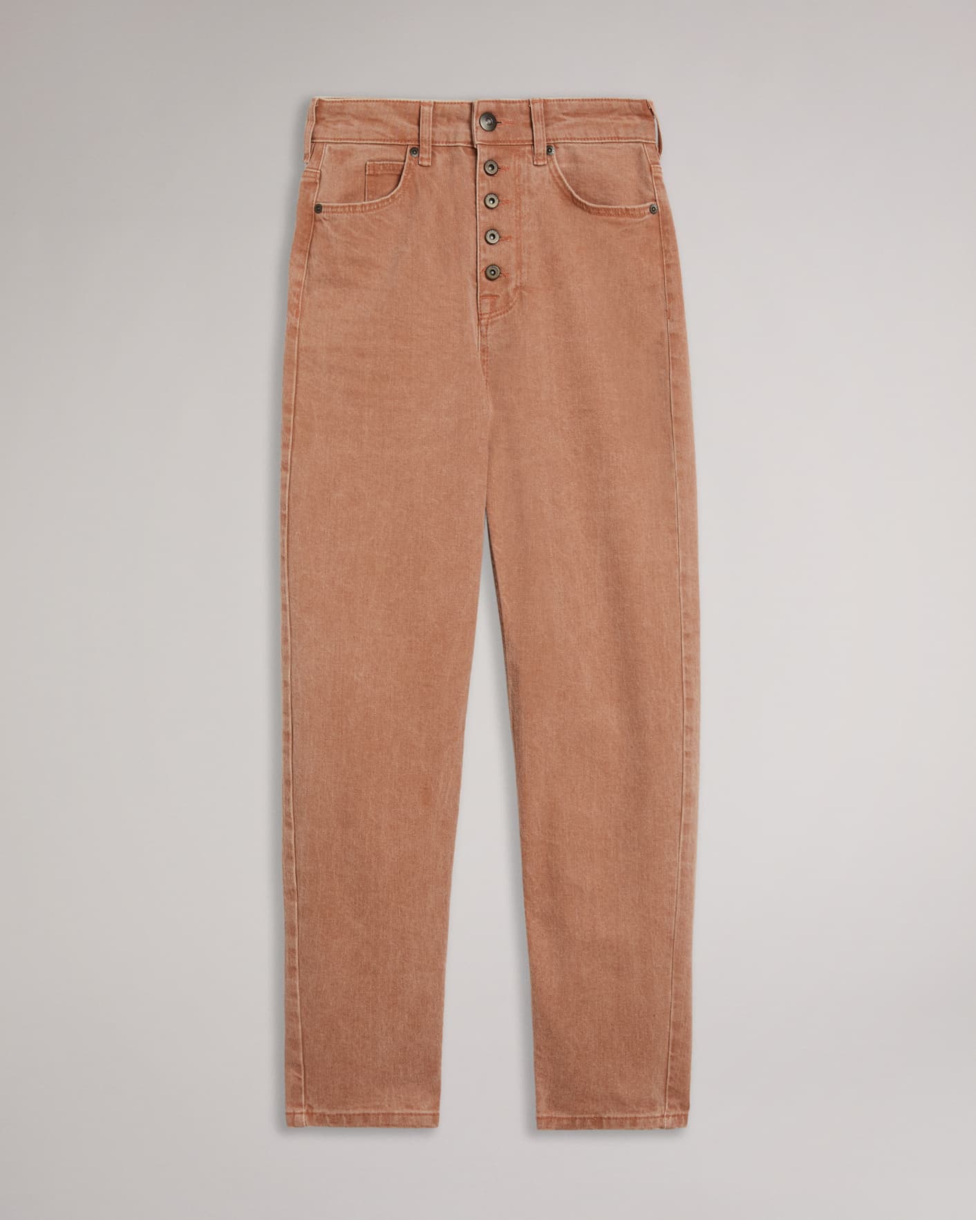 Womens Clothing Jeans Capri and cropped jeans Ted Baker Button Fly Barrel Leg Denim Jeans in Dark Orange Orange 