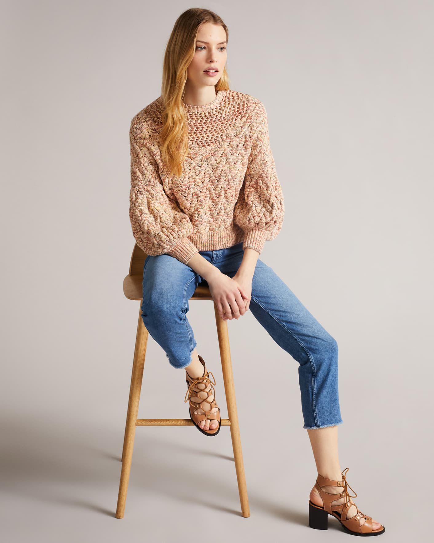 Camel Chunky Summer Cable Jumper Ted Baker