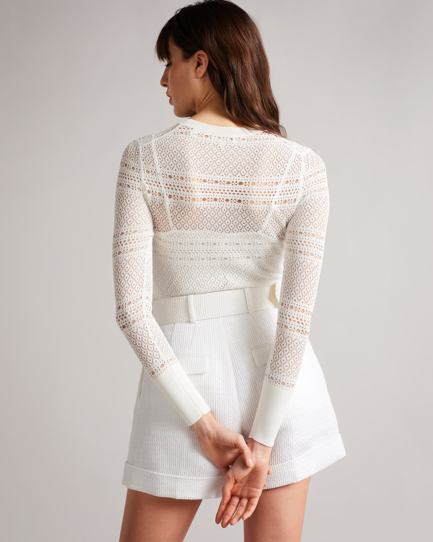 White Lace Stitch Cropped Jumper Ted Baker
