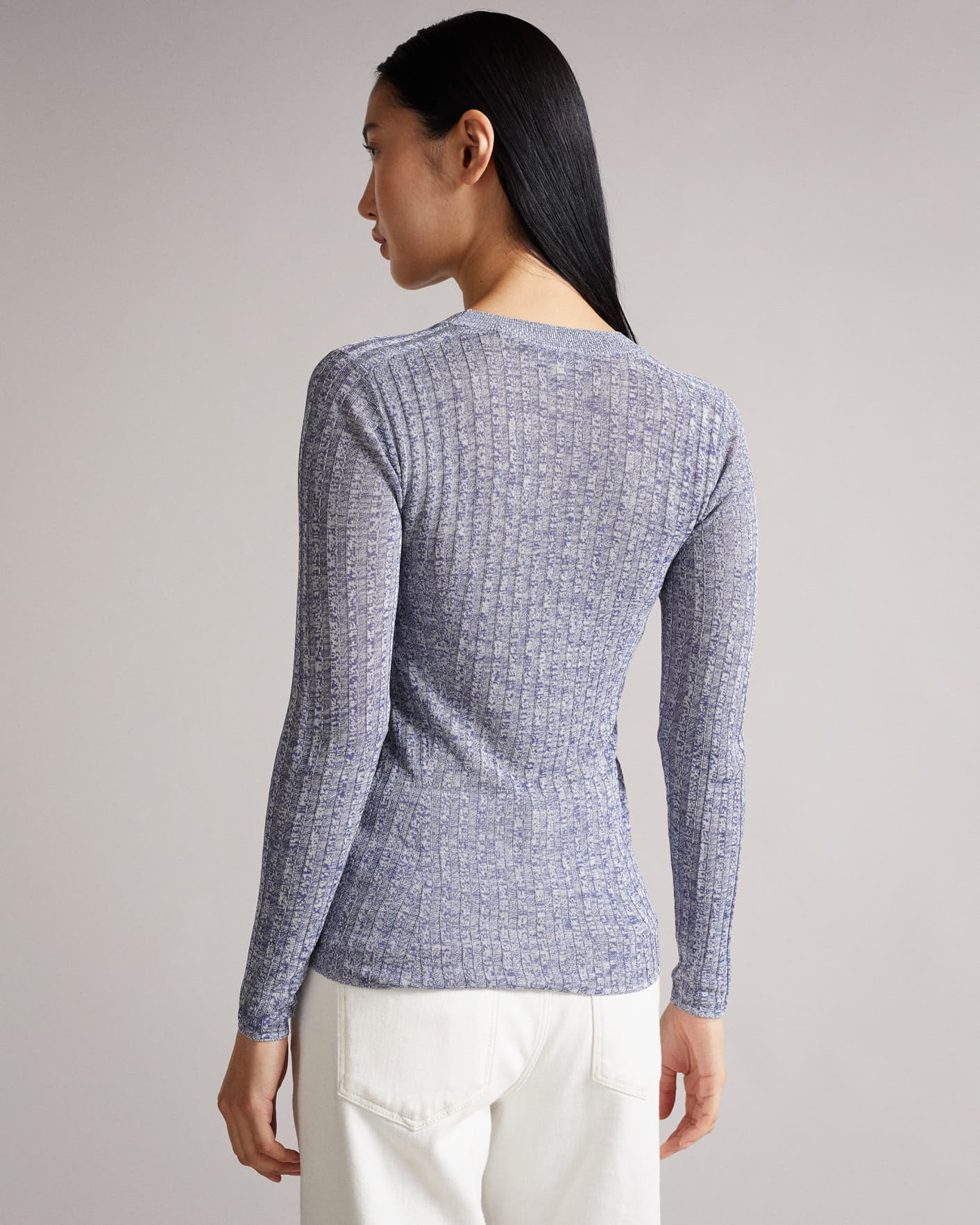 Pale Blue Rayon Rib Crew Neck Jumper Ted Baker