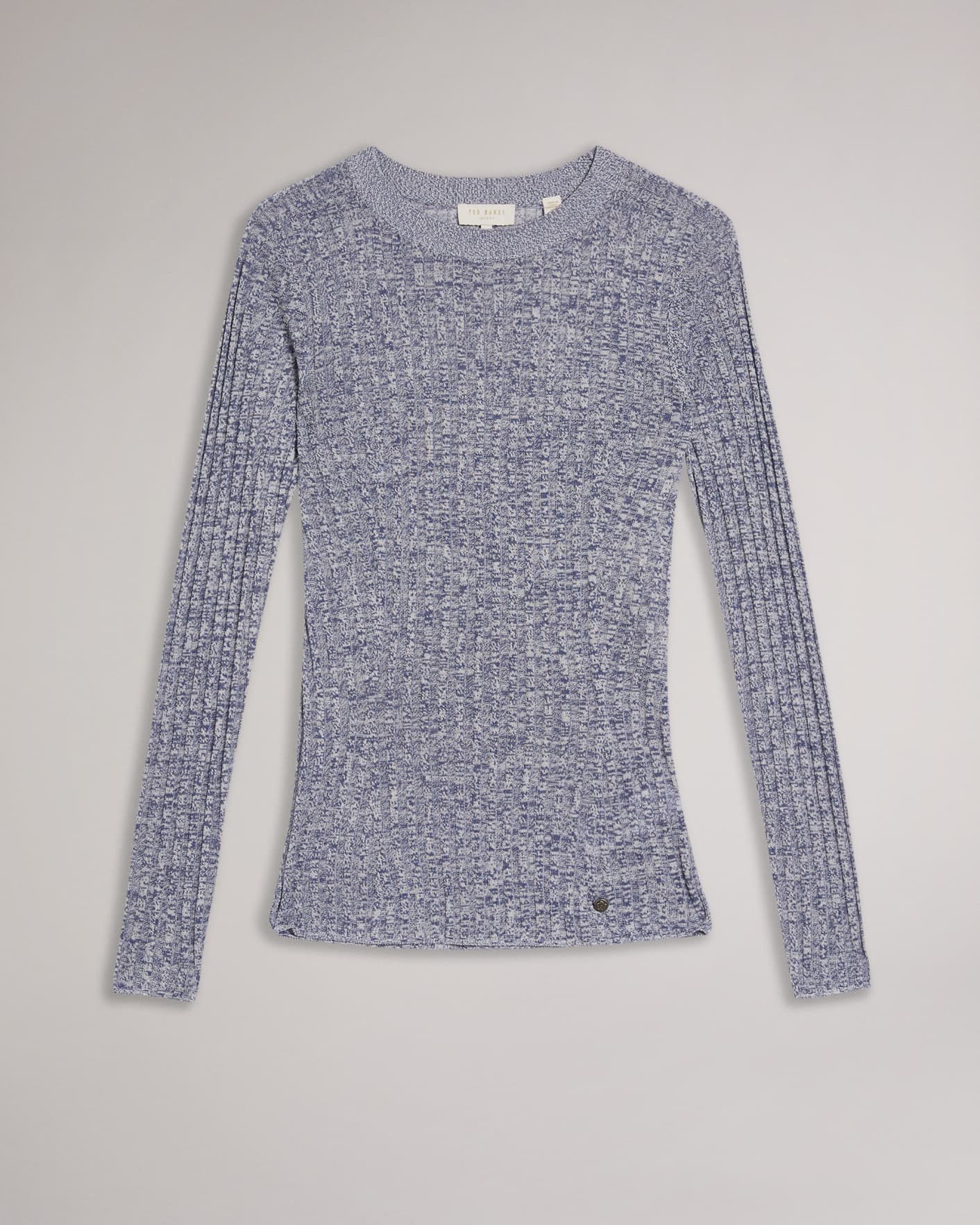 Pale Blue Rayon Rib Crew Neck Jumper Ted Baker