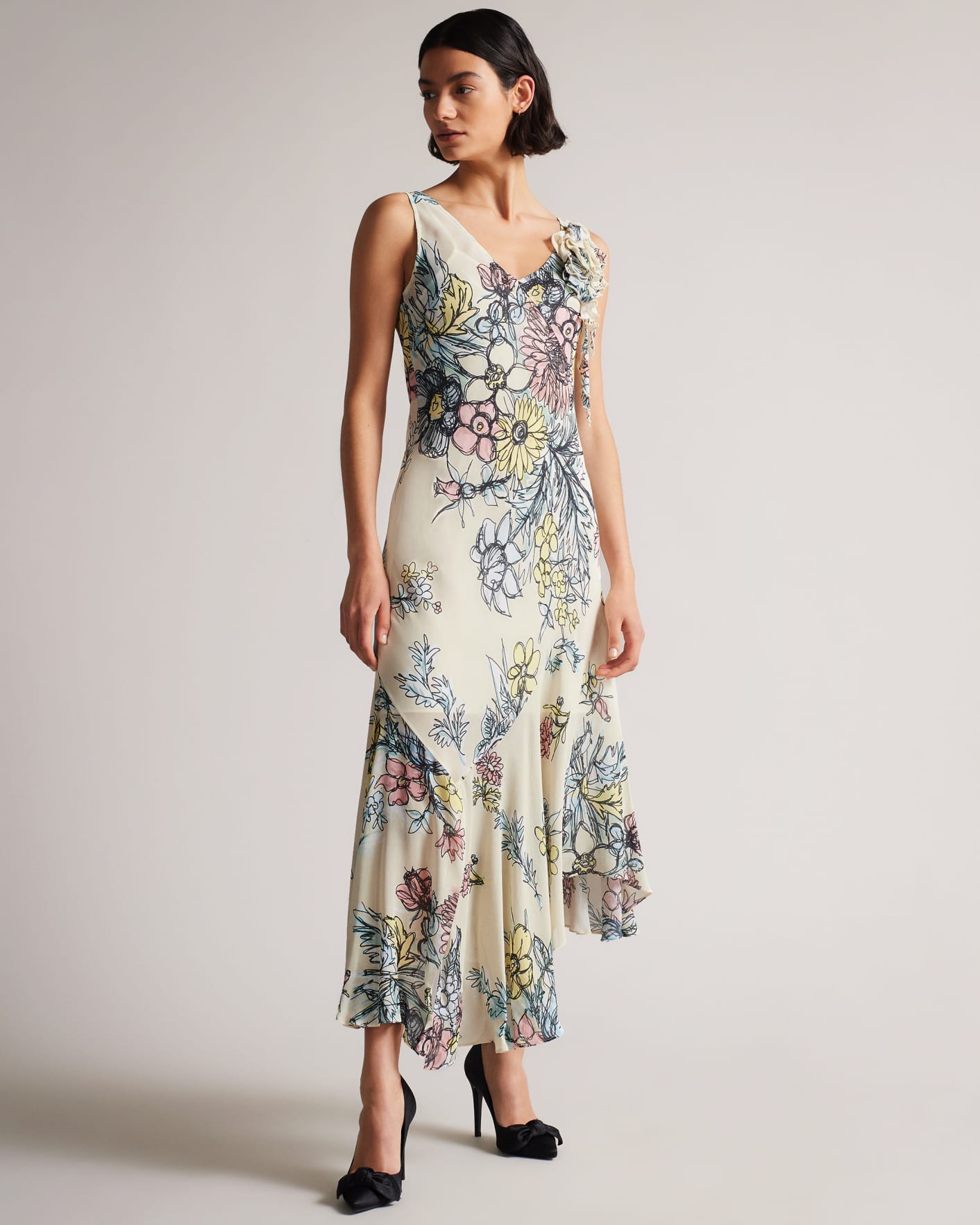 Natural MIB Floral Sheer Dress Ted Baker