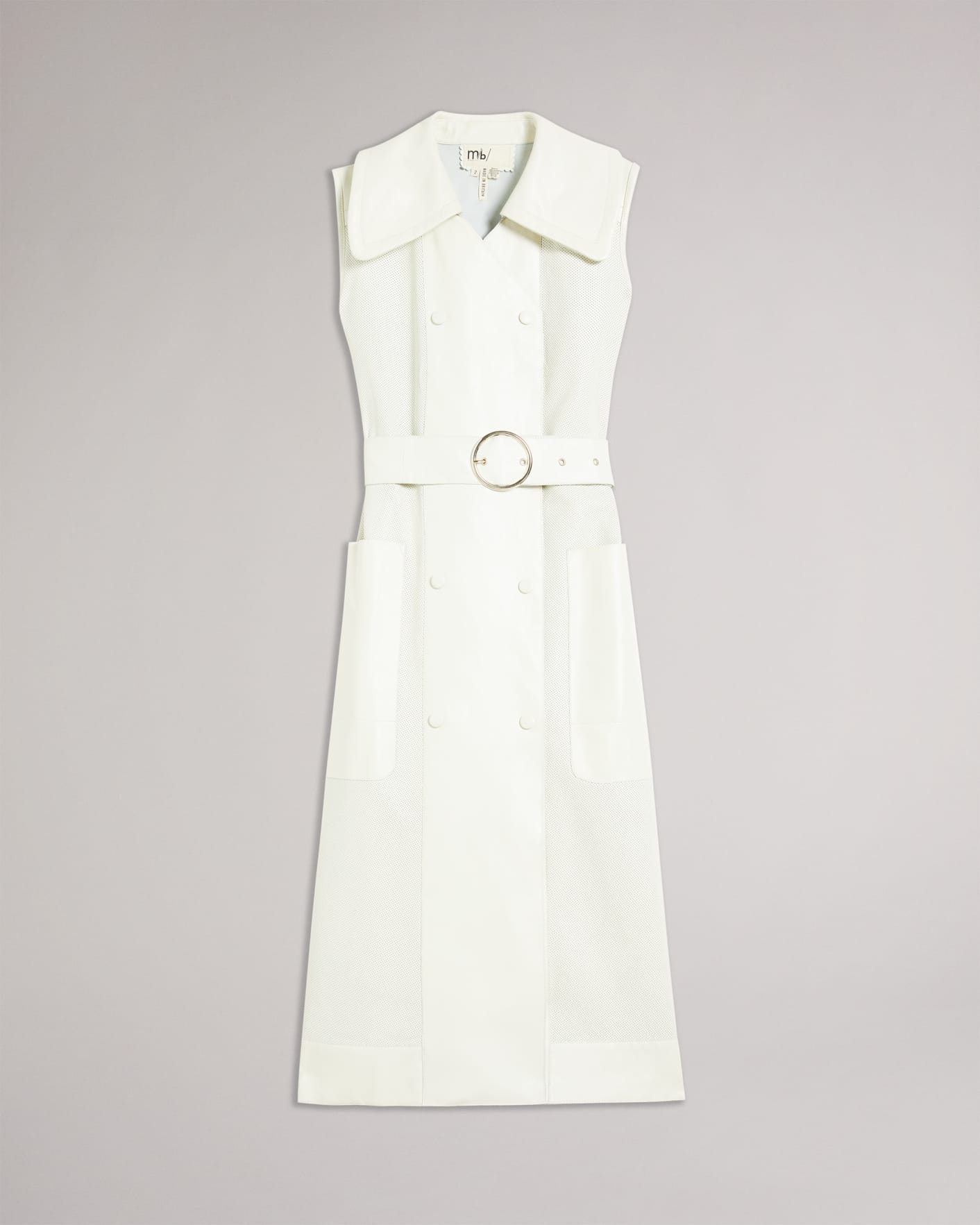 White MIB Collared Leather Midi Dress Ted Baker