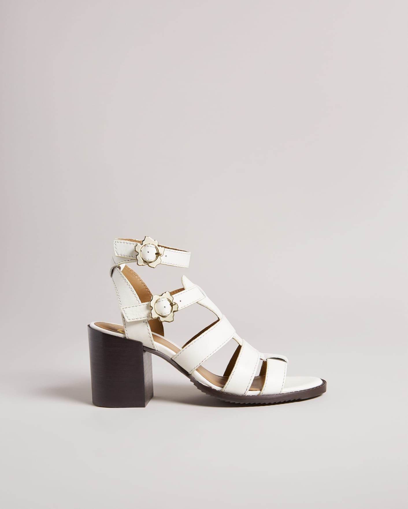Ivory Strappy Block Heeled Leather Sandals Ted Baker