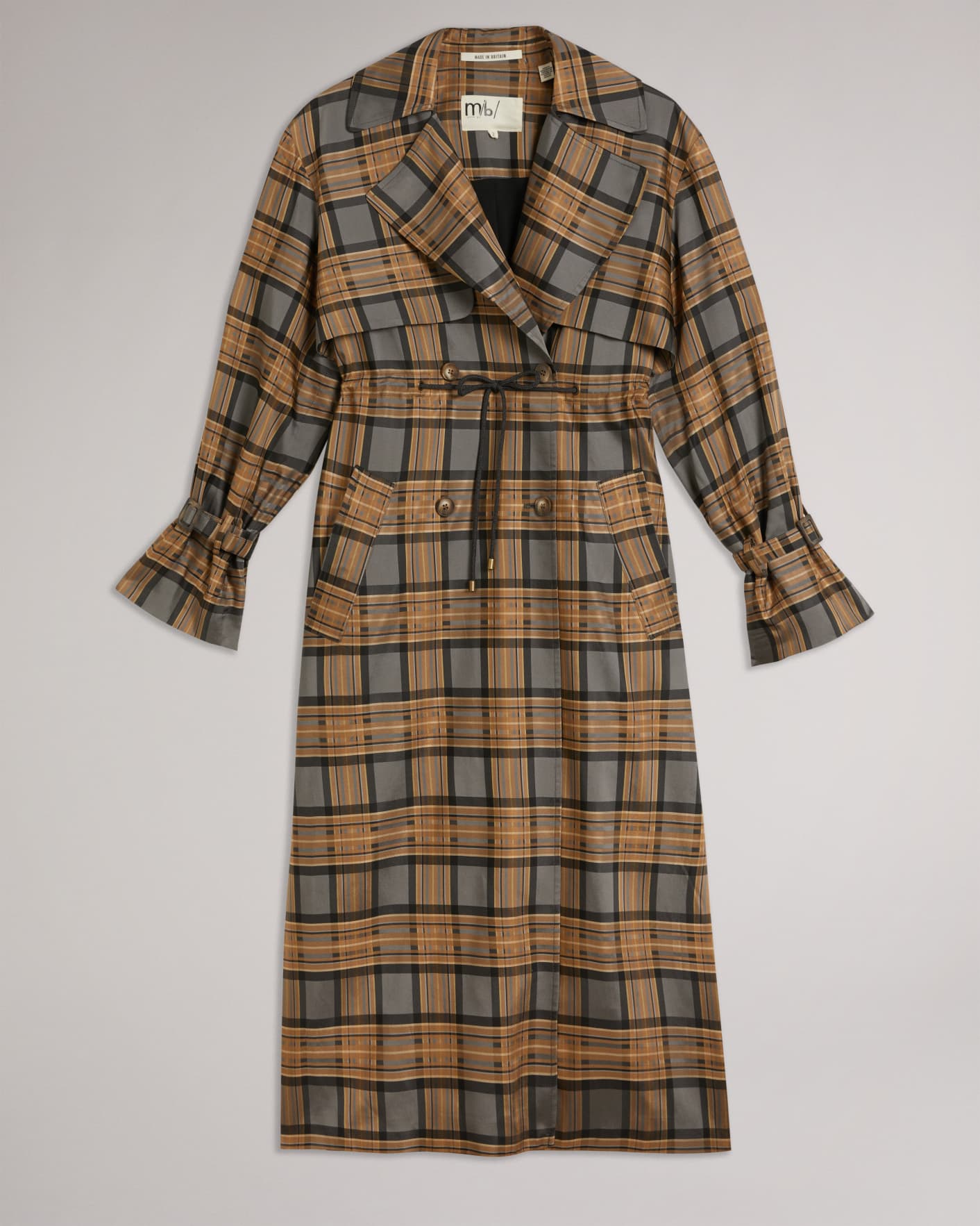 Brown MIB Check Trench Coat Ted Baker
