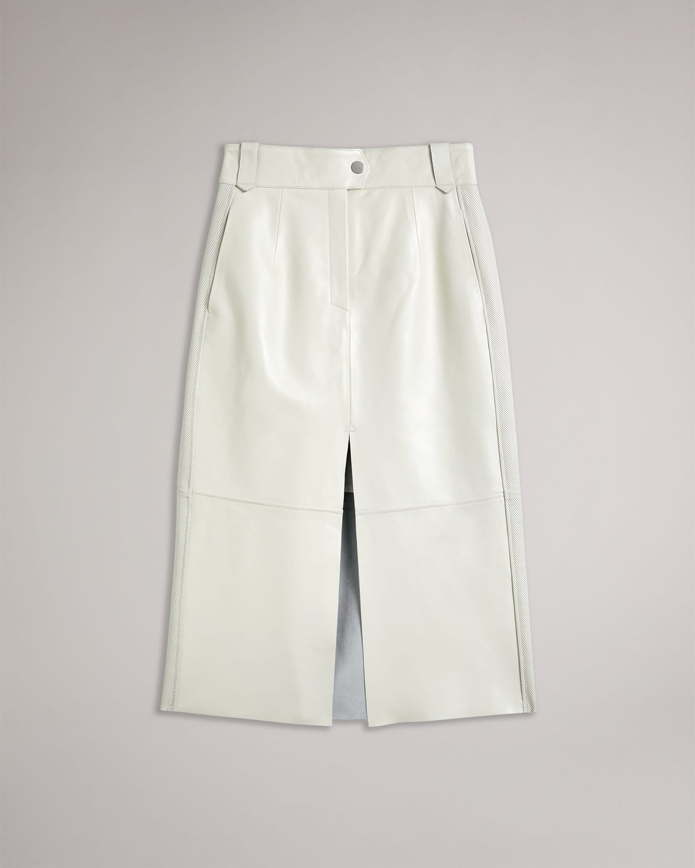 White MIB Leather Midi Skirt Ted Baker