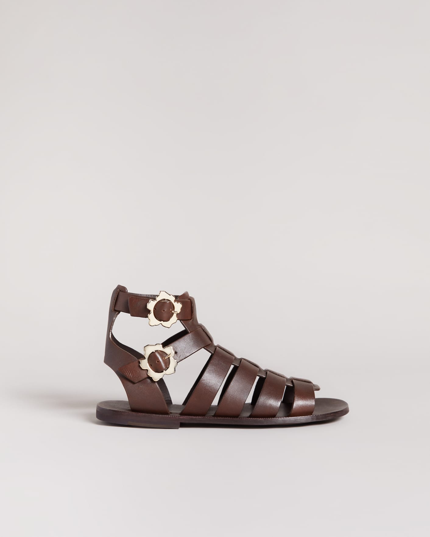 Dark Brown Leather Flat Gladiator Sandals Ted Baker
