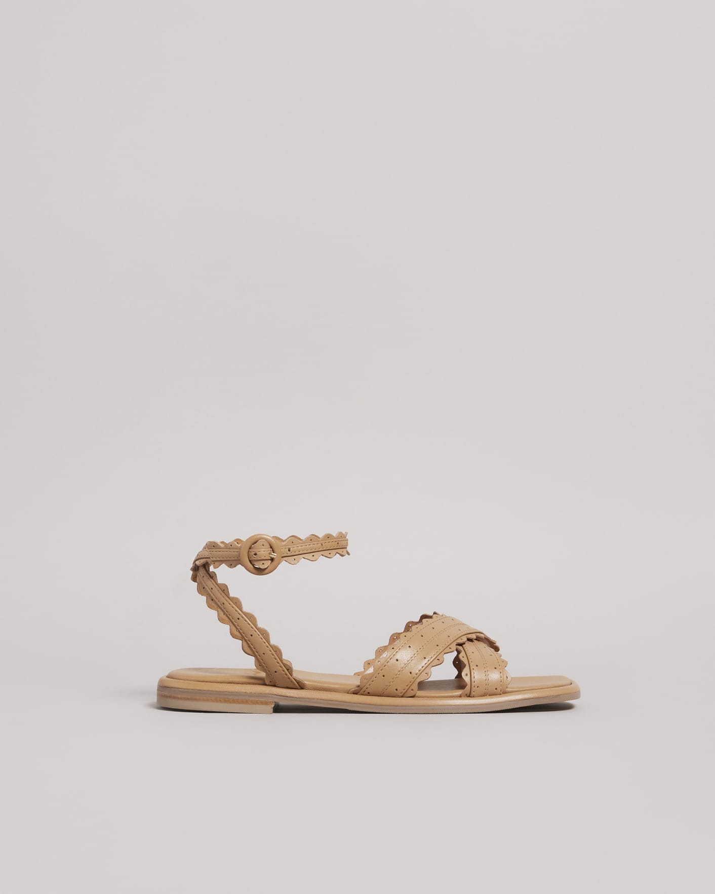 Tan Scalloped Flat Sandals Ted Baker