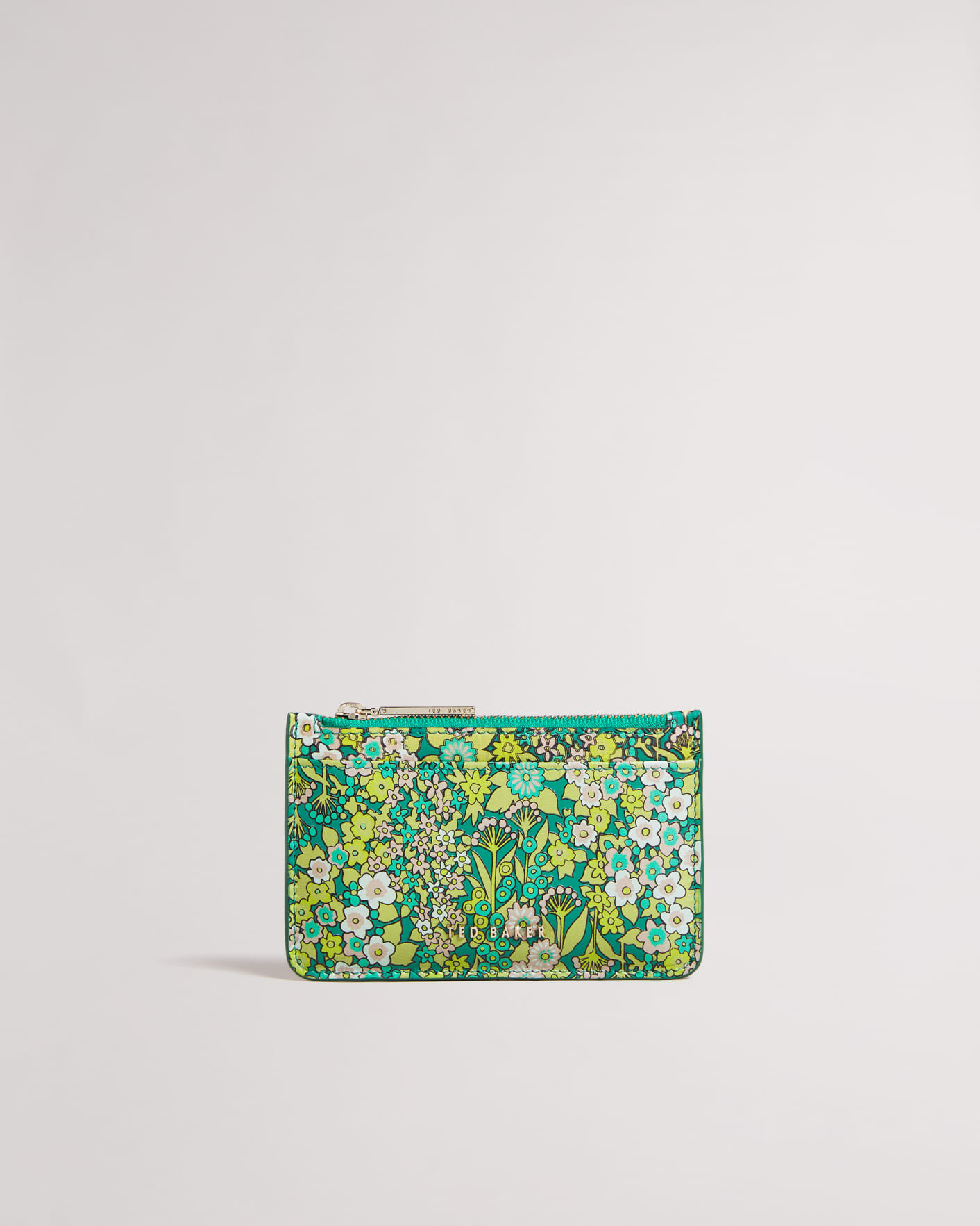 Emerald Flirty Texture Floral Zip Card Holder Ted Baker