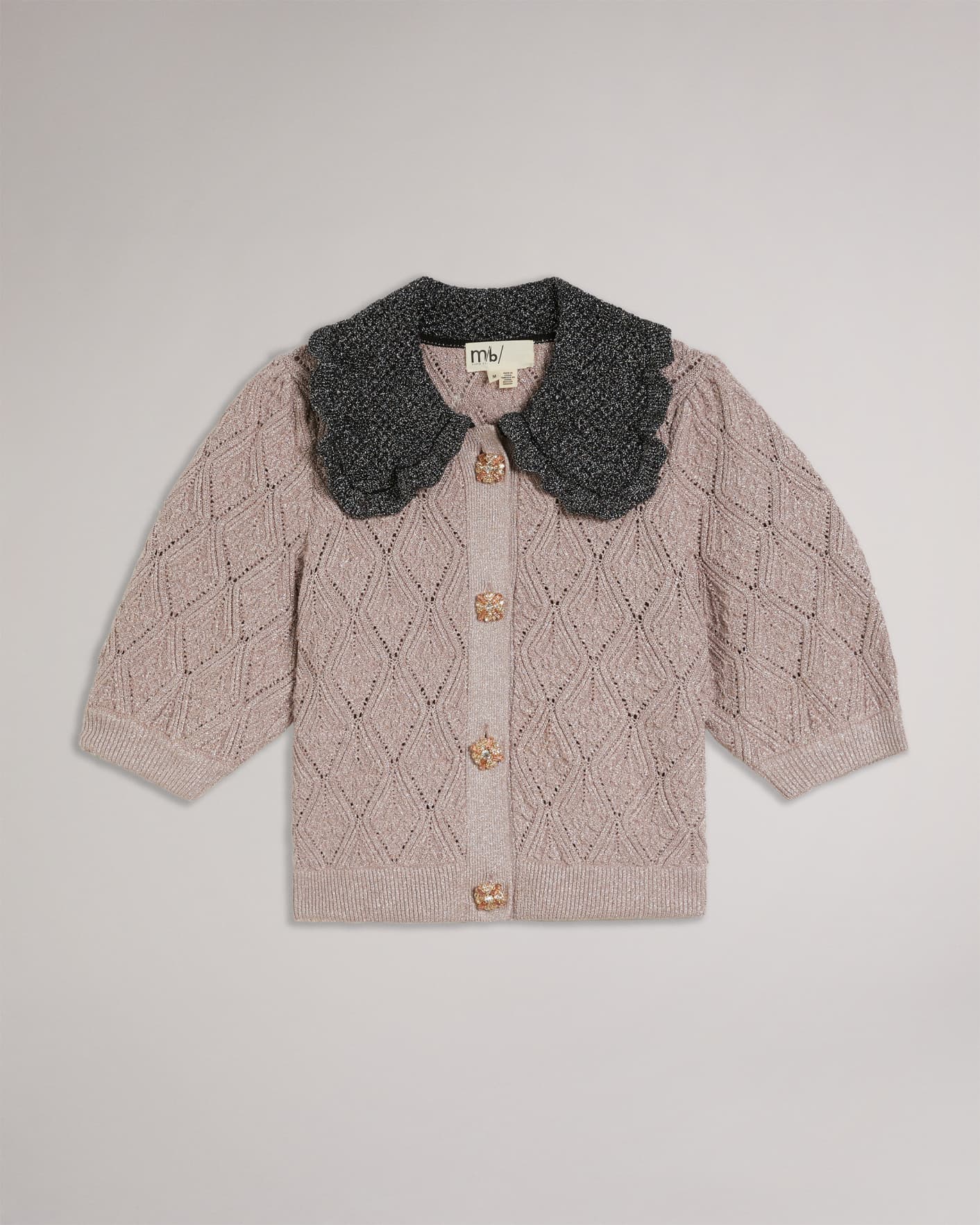Light Pink MIB Cropped Knit With Collar And Button Detail Ted Baker