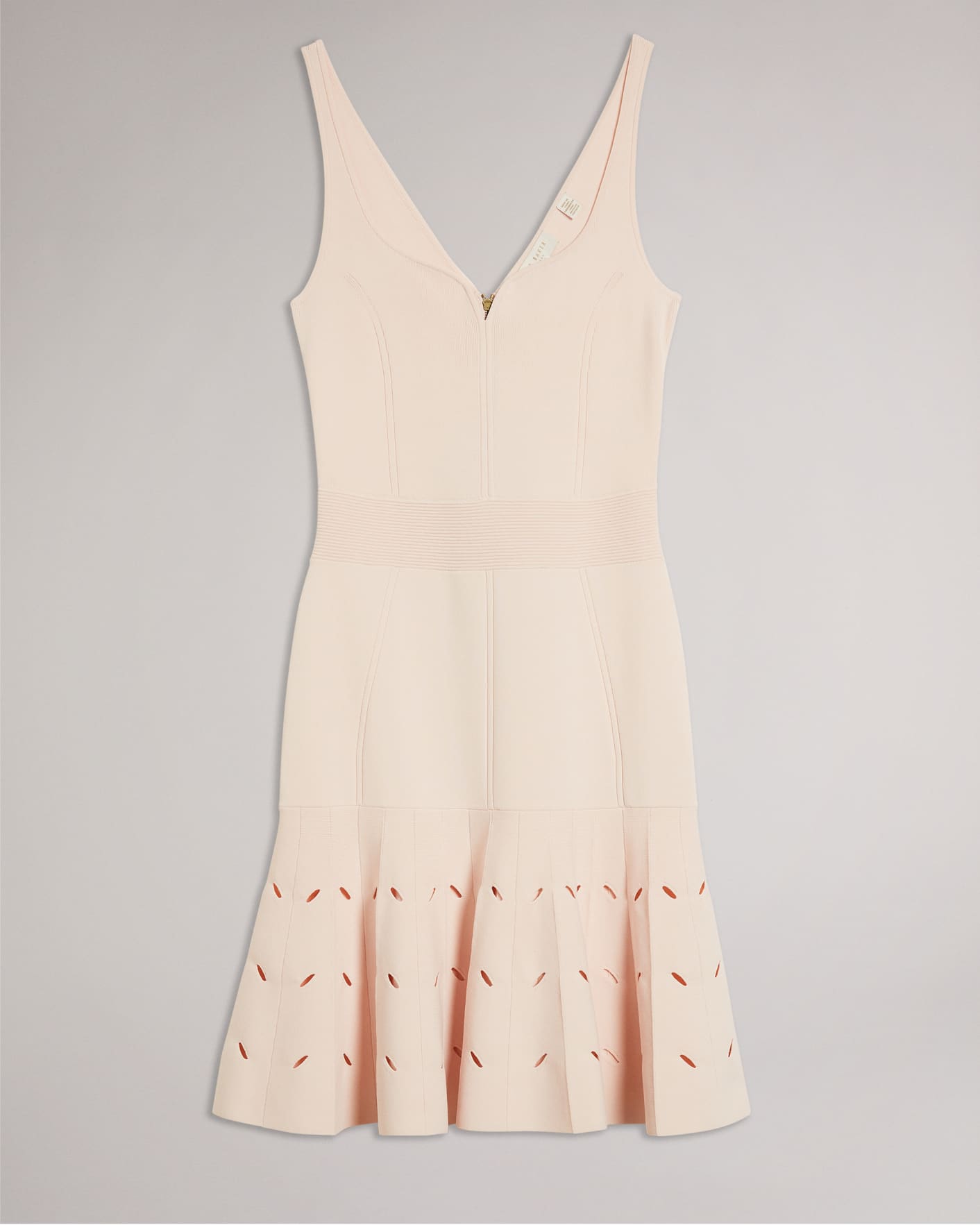 Light Pink Full Needle Stitch Detailed Hem Mini Dress Ted Baker