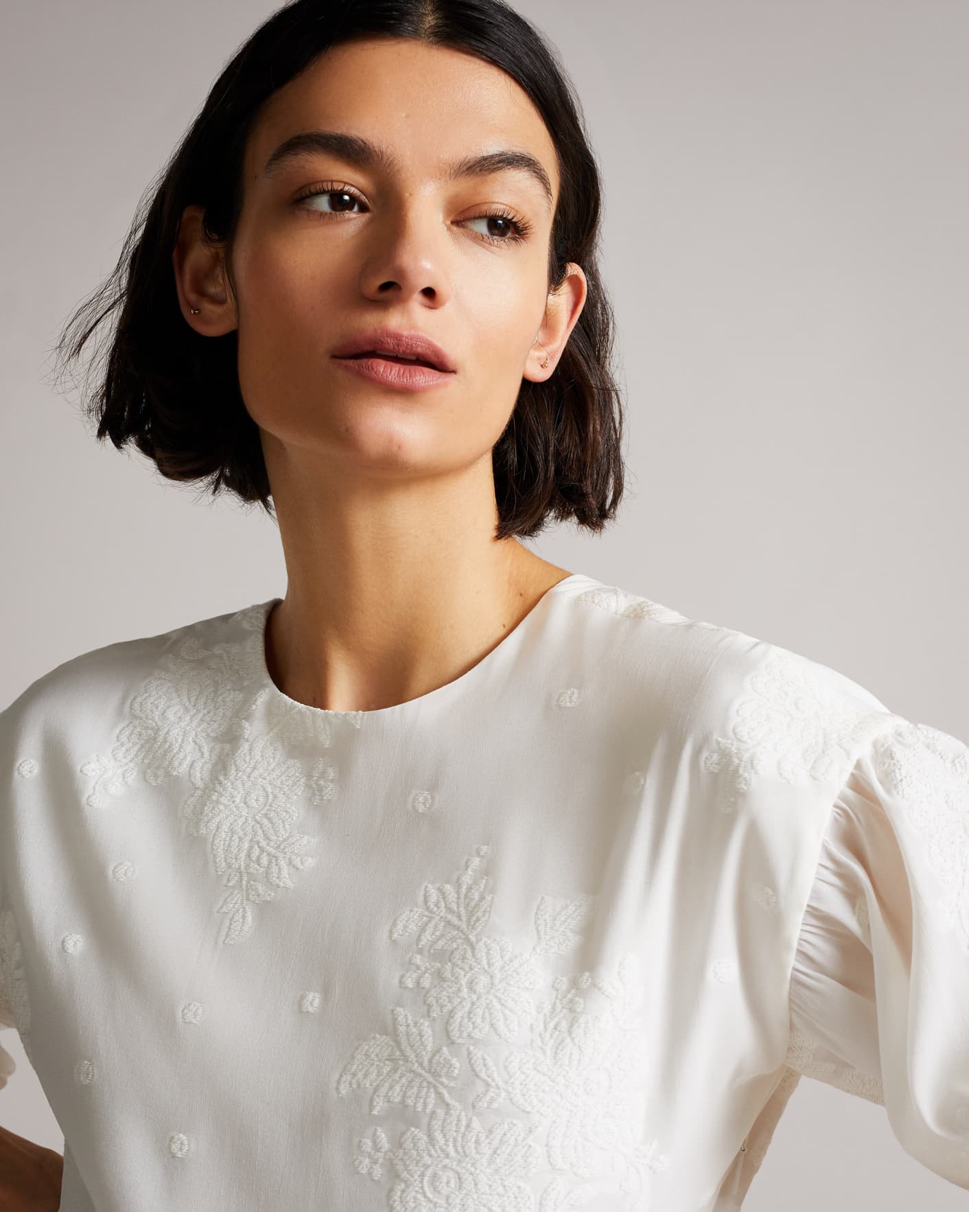 White Exaggerated Puff Sleeve Top Ted Baker