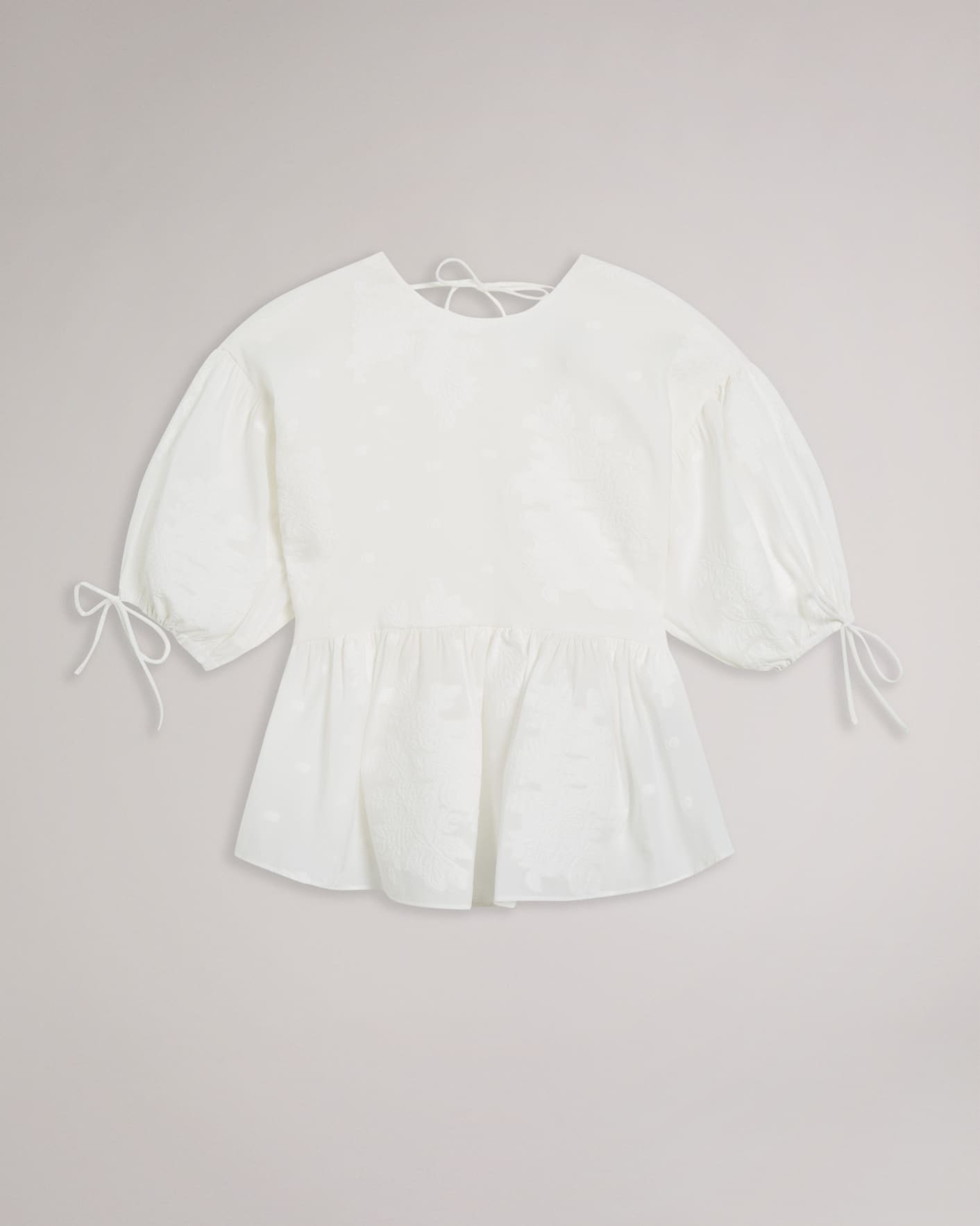 White Exaggerated Puff Sleeve Top Ted Baker