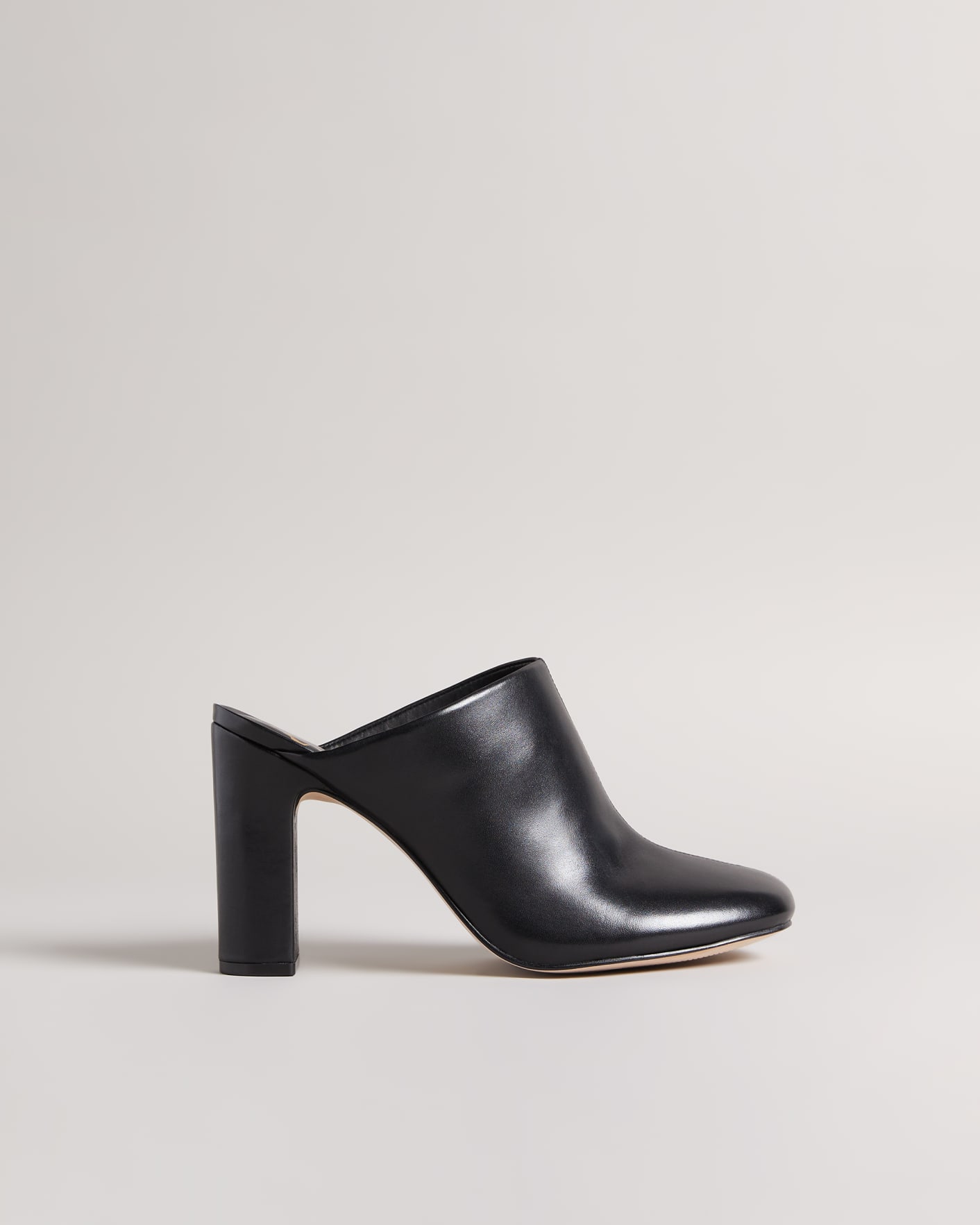 Black Leather Heeled Mule Shoes Ted Baker