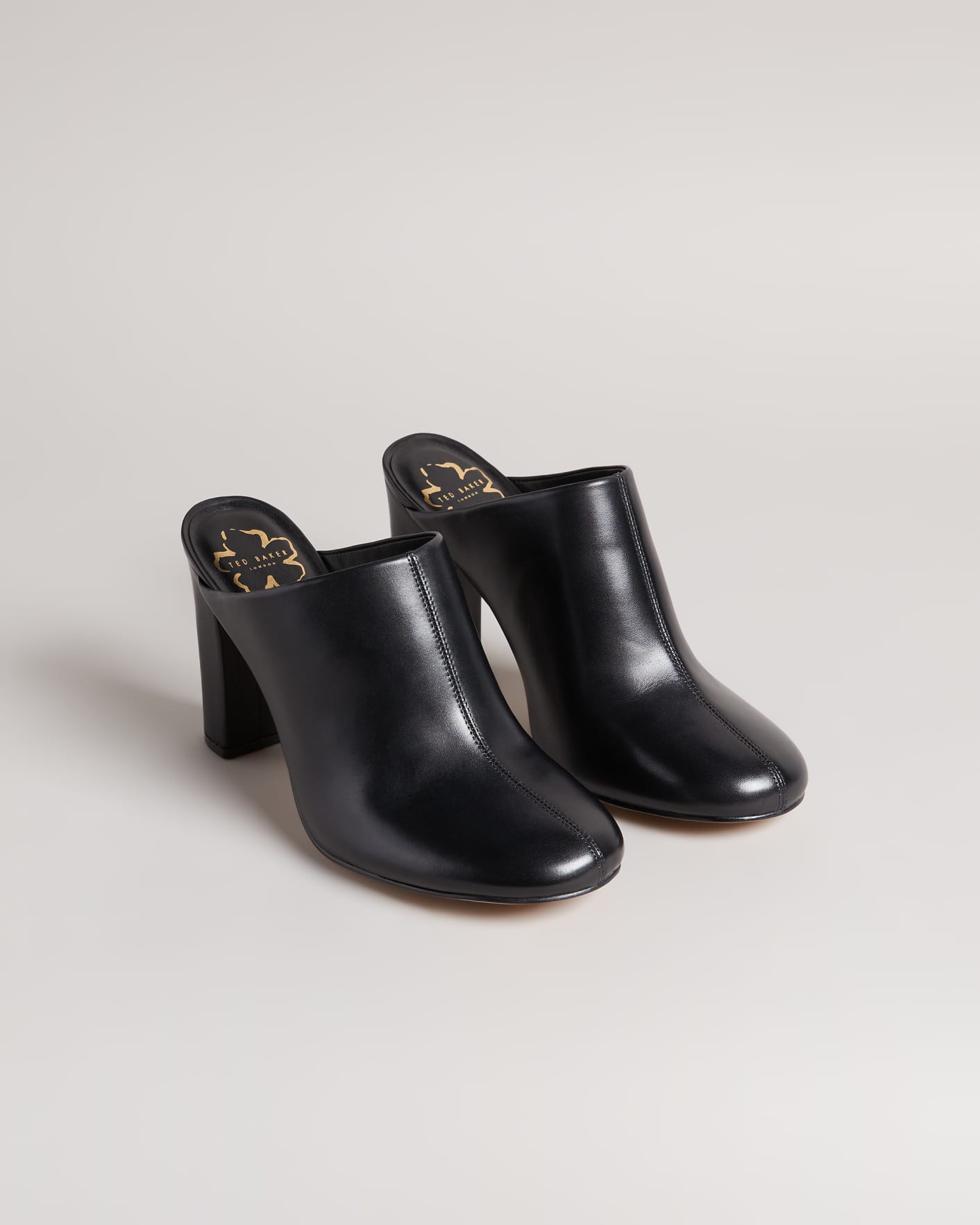 Black Leather Heeled Mule Shoes Ted Baker