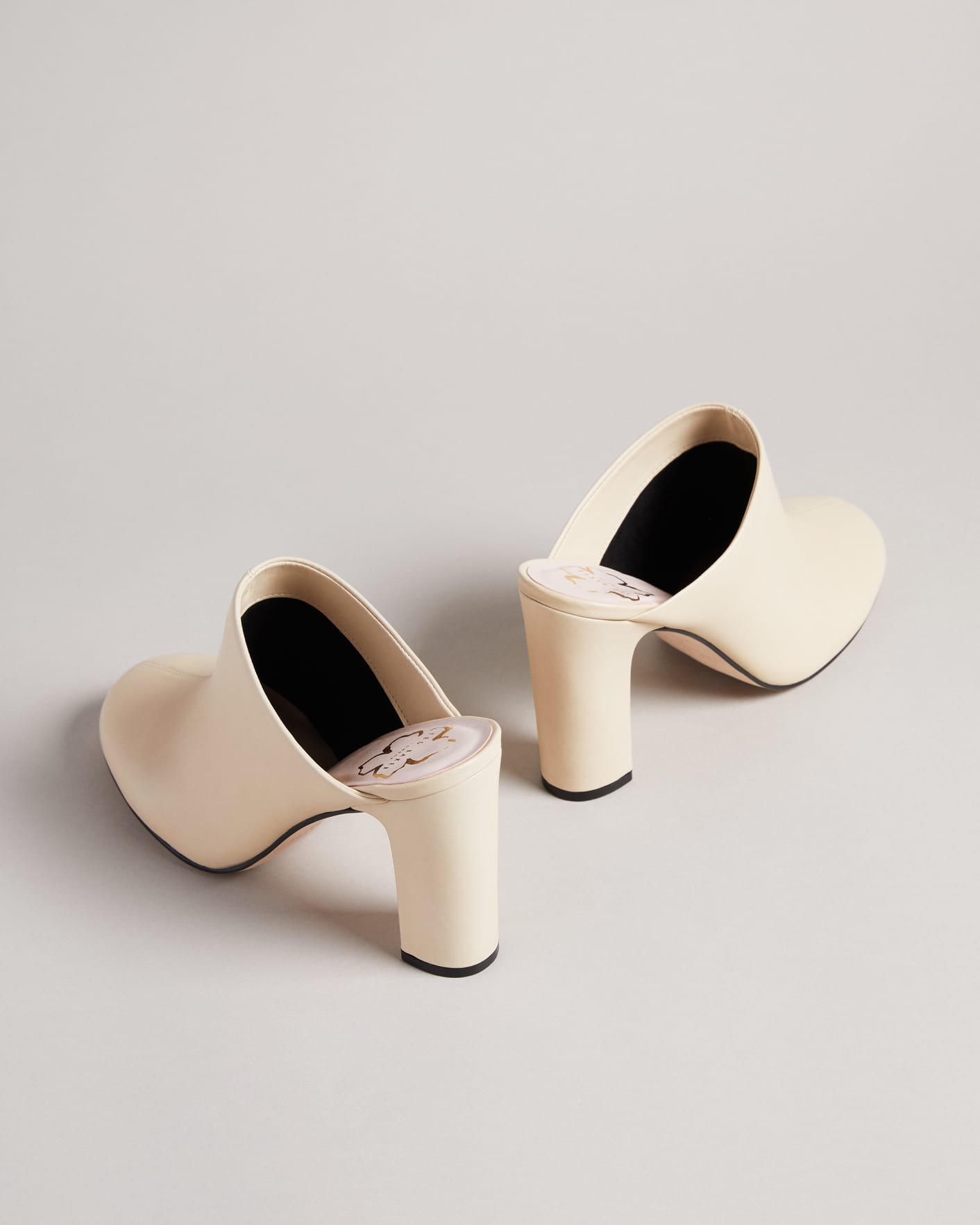 Ecru Leather Heeled Mule Shoes Ted Baker