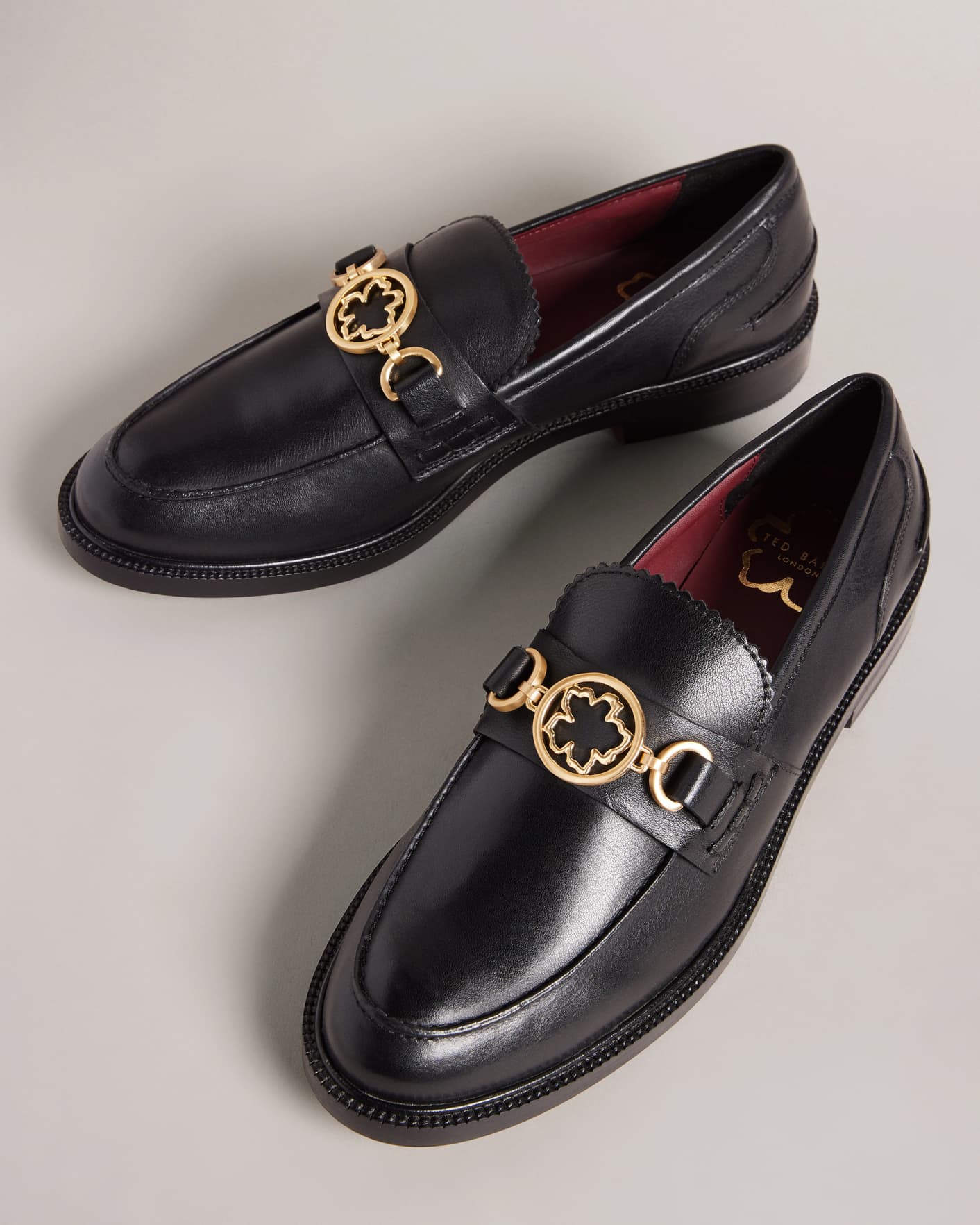 Black Magnolia Leather Loafers Ted Baker