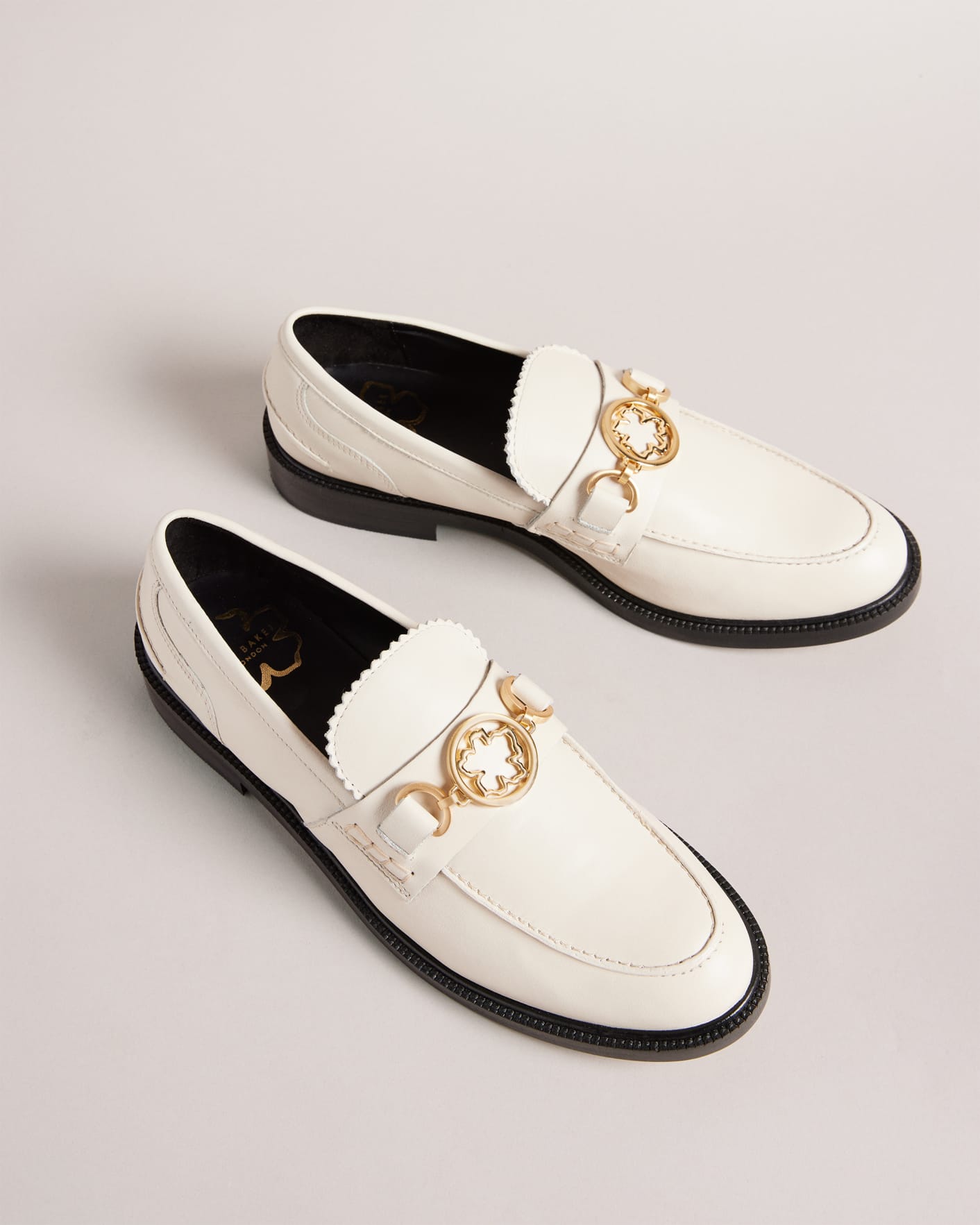 Ecru Magnolia Leather Loafers Ted Baker