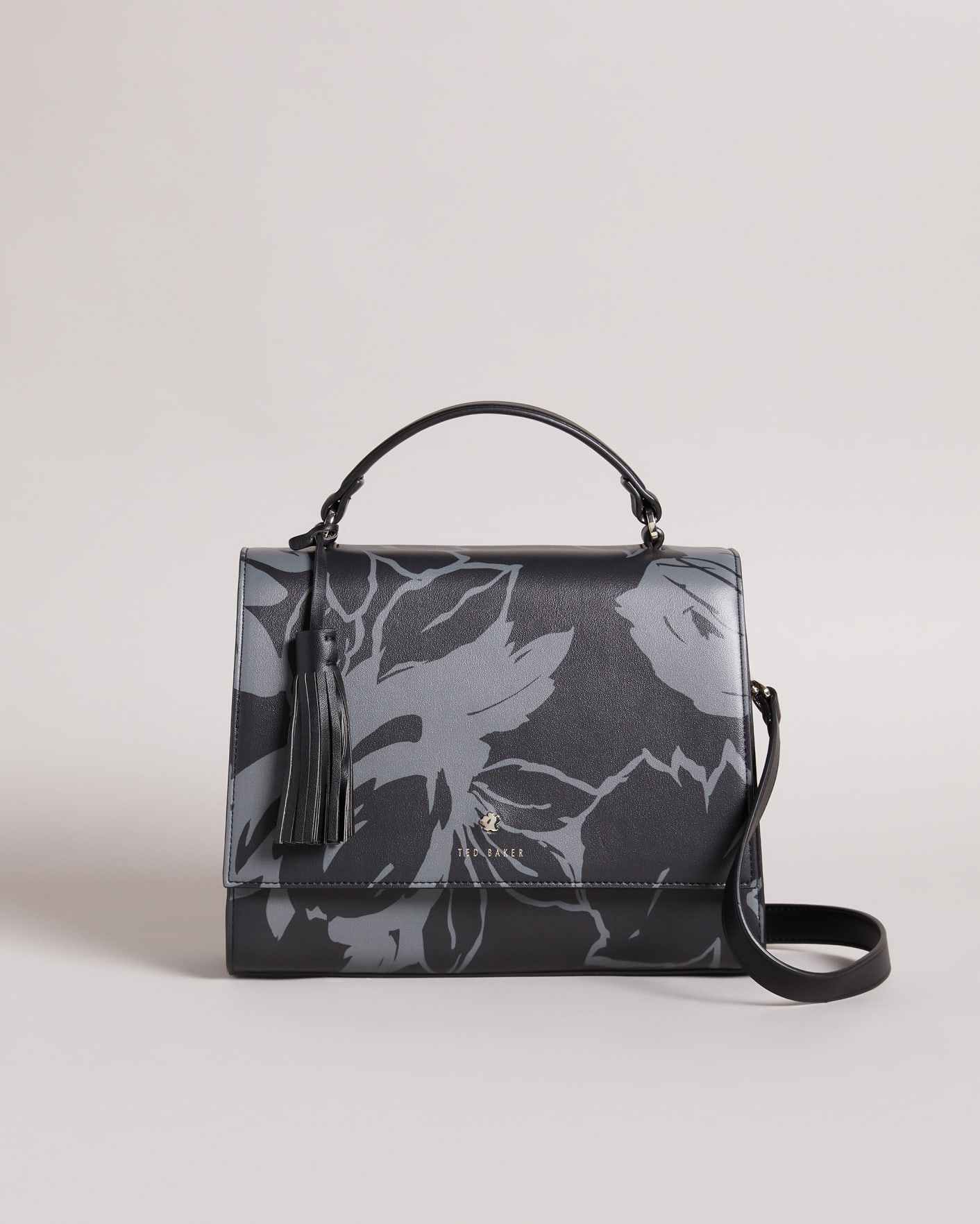 Ted Baker Floral Printed Patent Leather Handle Bag - Black Handle Bags,  Handbags - W3B68584