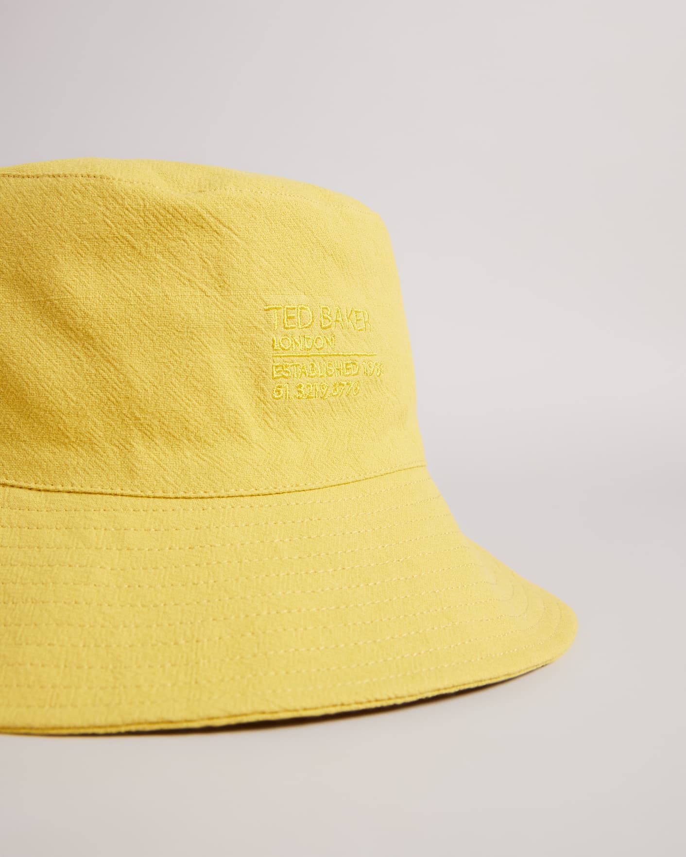 Medium Yellow Crinkle Cotton Bucket Hat Ted Baker