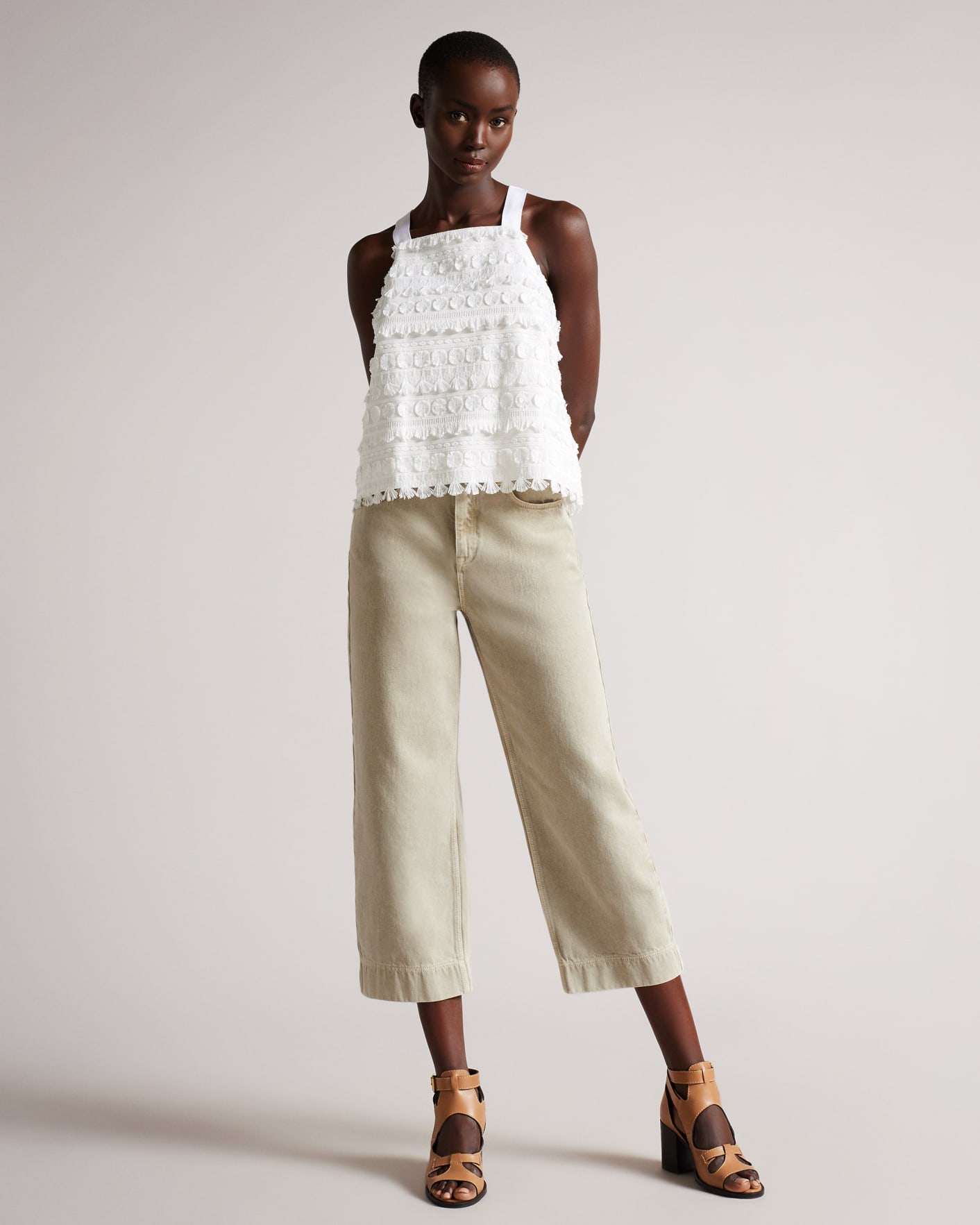 White Embellished Boxy Top Ted Baker
