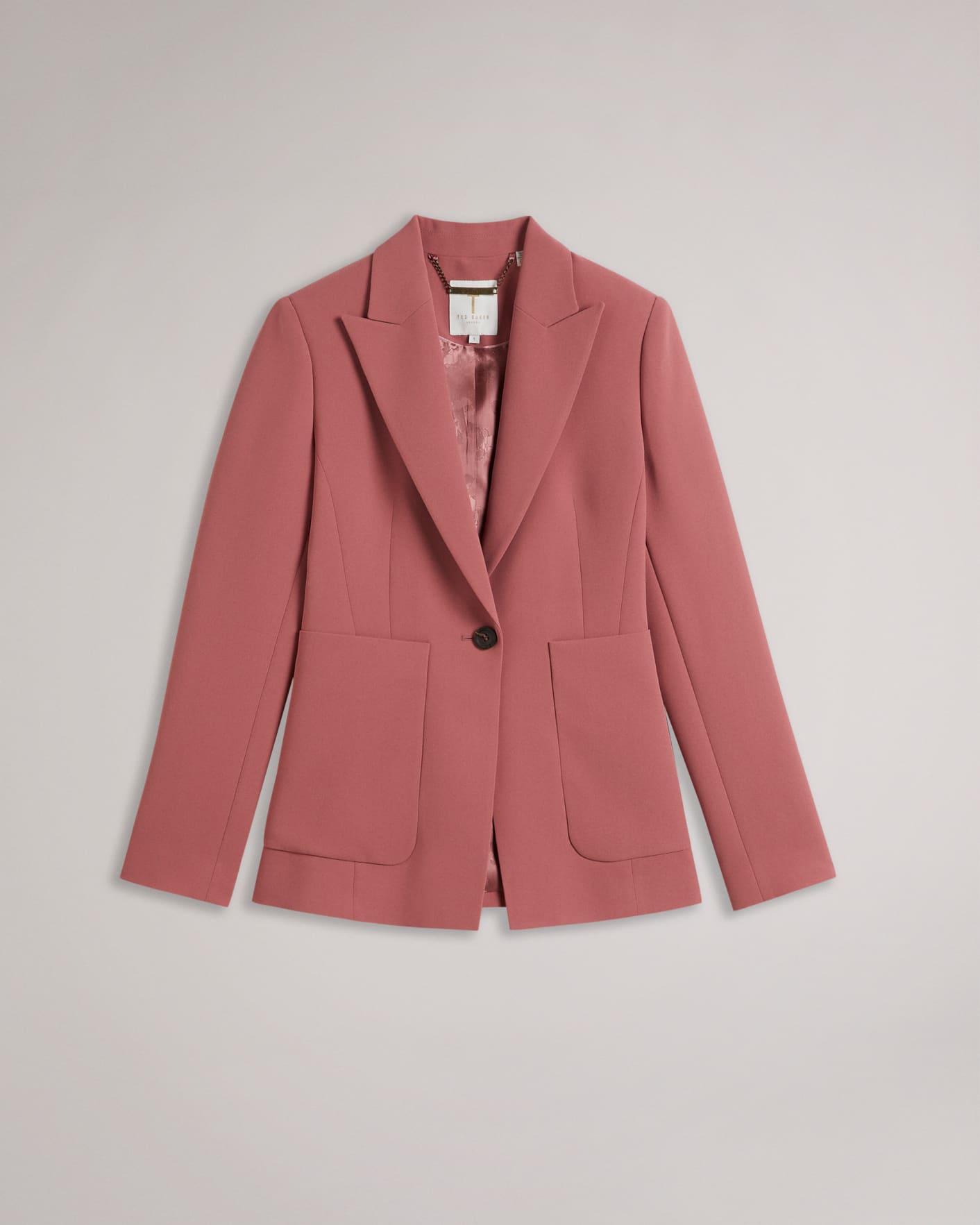 Medium Pink Single Breasted Fitted Blazer Ted Baker