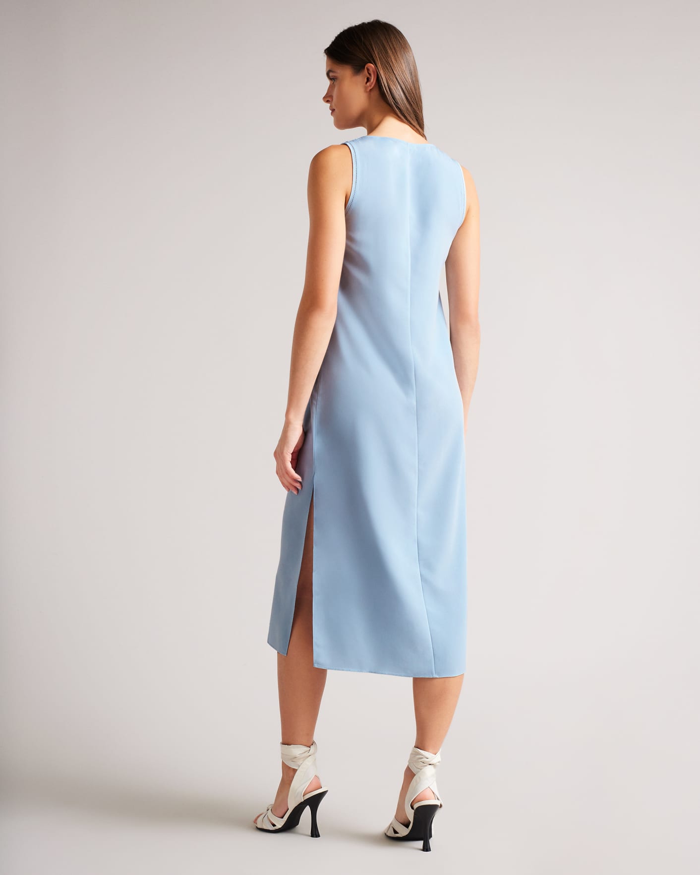 Medium Blue Midi Slip Dress With Lace Detail Ted Baker