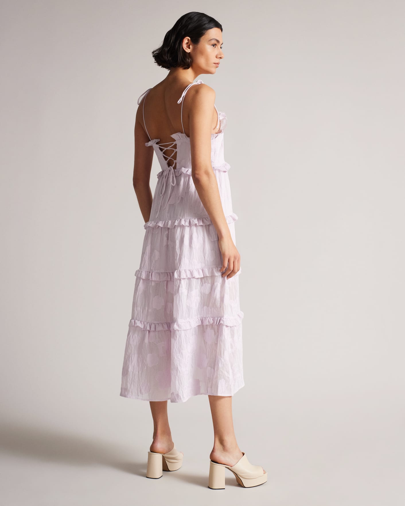 Lilac Strappy Tiered Midi Dress Ted Baker