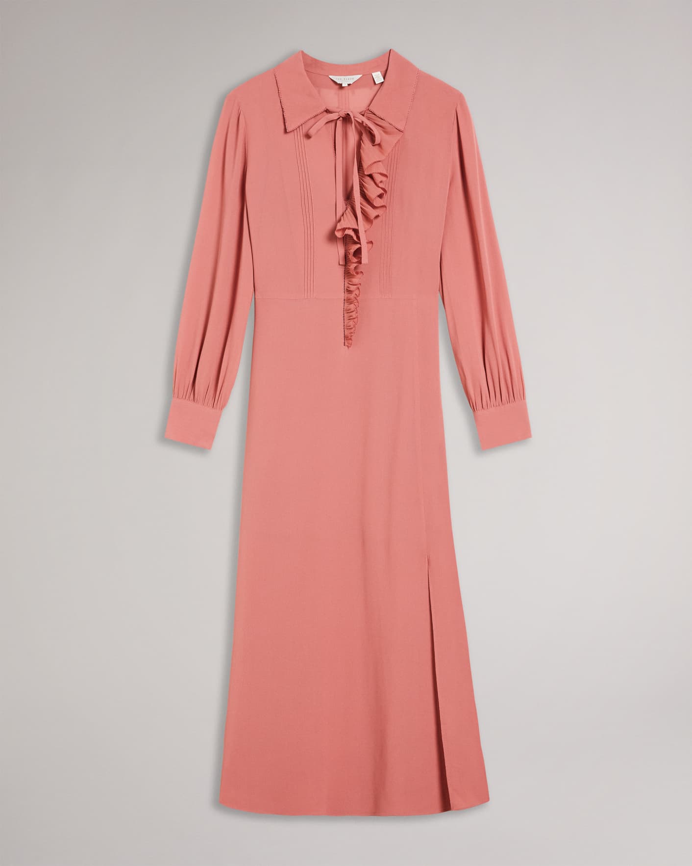 Medium Pink Asymmetric Ruffle Midi Dress Ted Baker