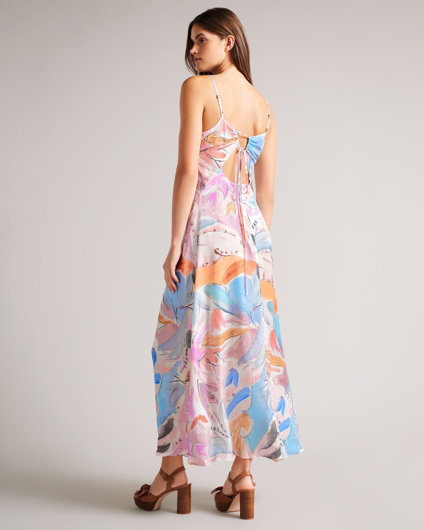 Ivory Abstract Print Strappy Maxi Dress Ted Baker