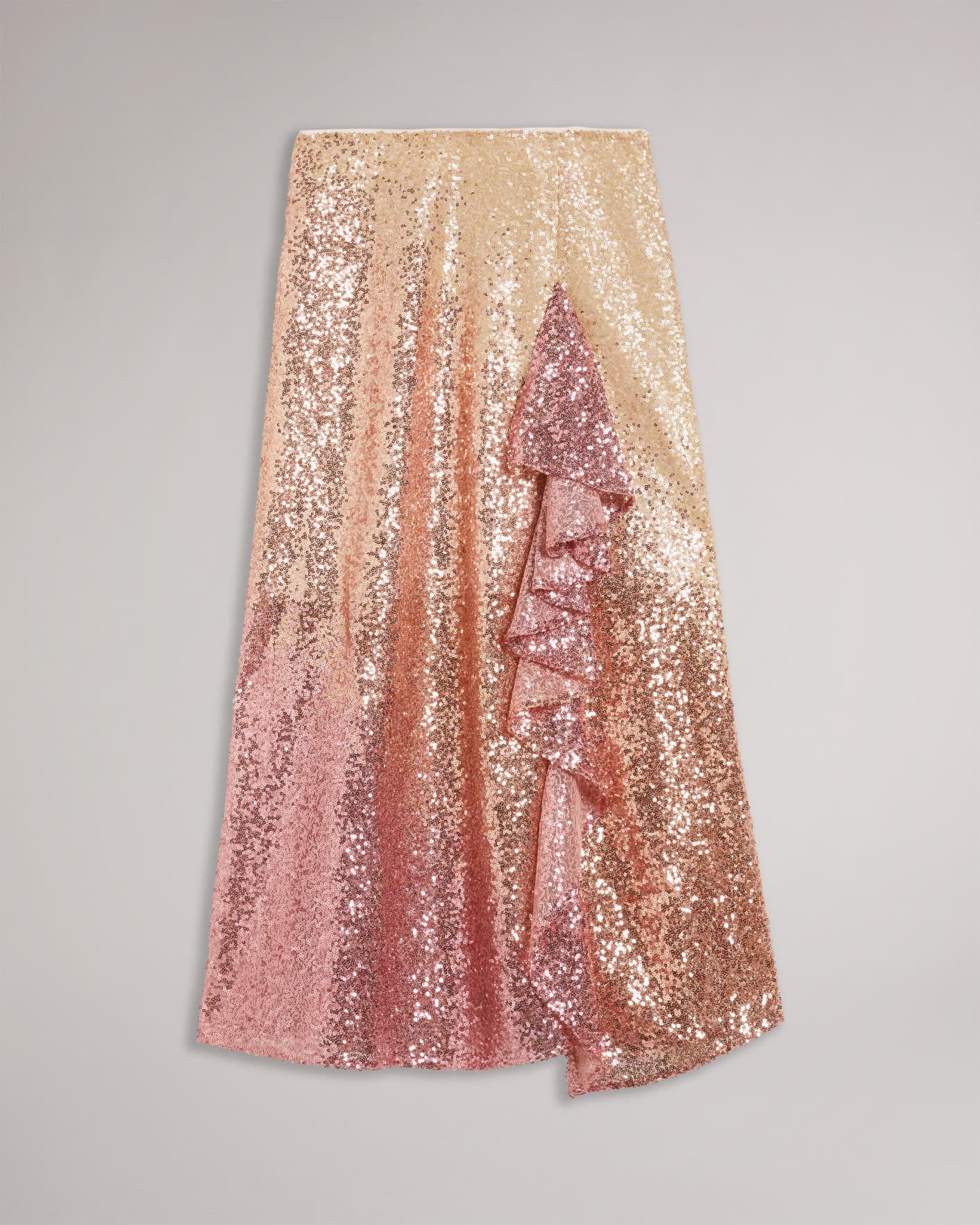 Dusky Pink Ombre Sequin Midi Skirt Ted Baker