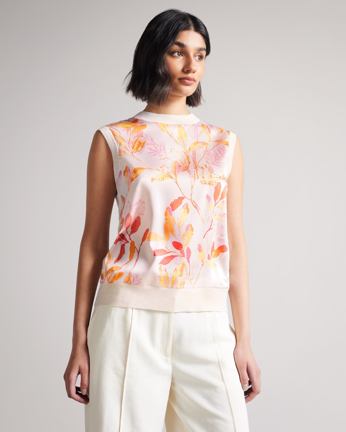 Natural Woven Front Knit Top Ted Baker