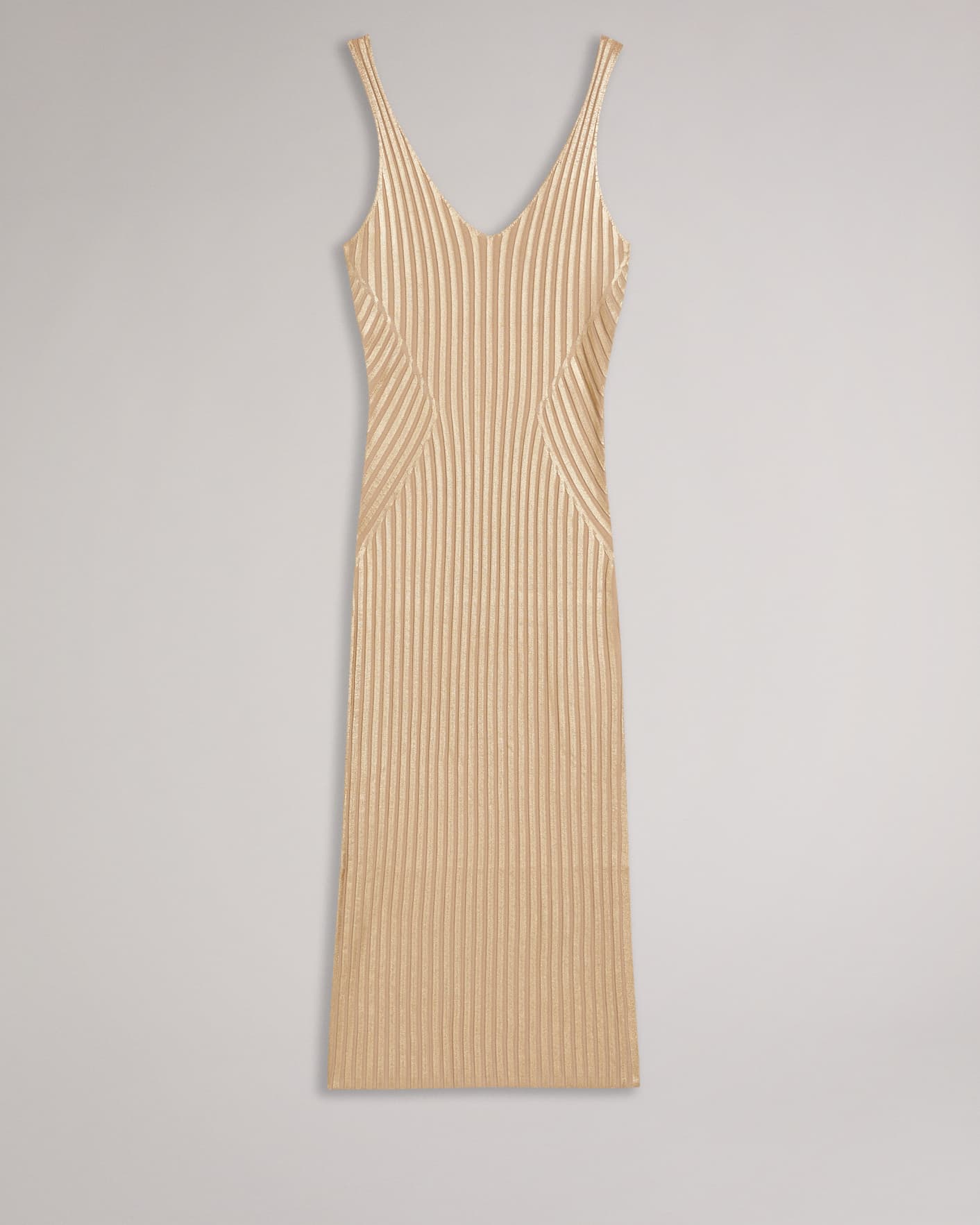Natural Foil Printed Rib Bodycon Knit Dress Ted Baker