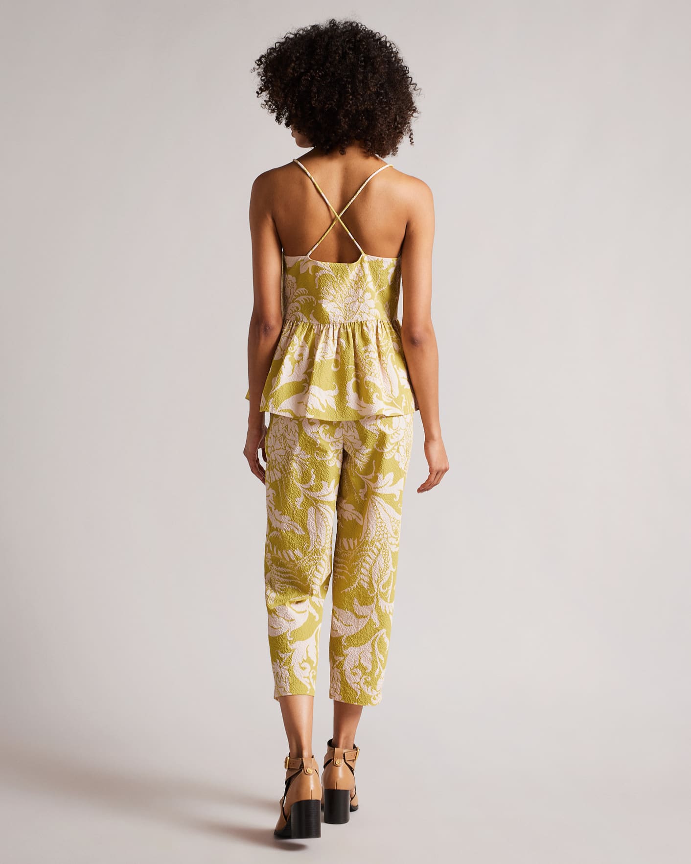 Yellow Square Neck Top With Lace Up Back Ted Baker