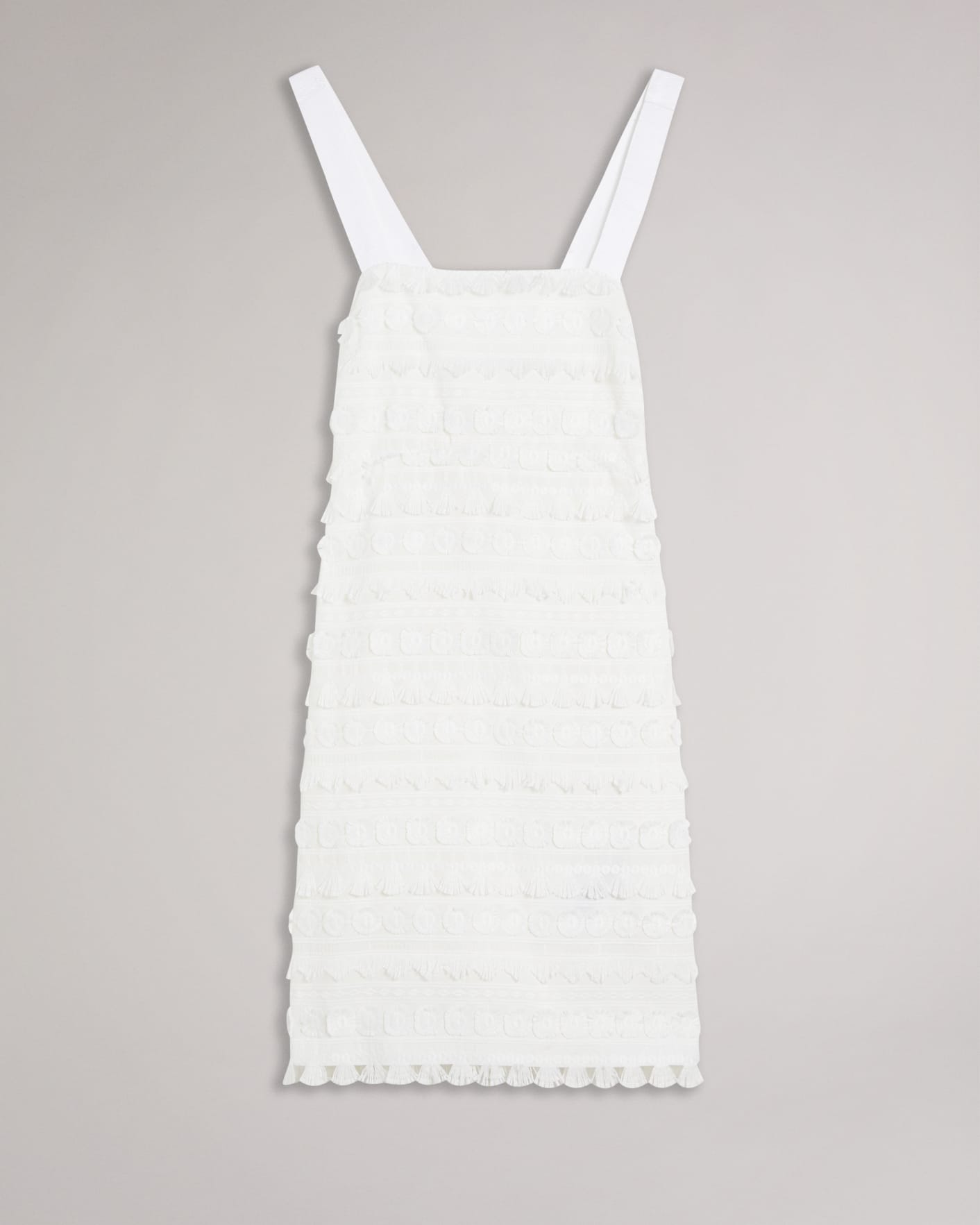 Blanc Mini robe à bretelles avec franges Ted Baker