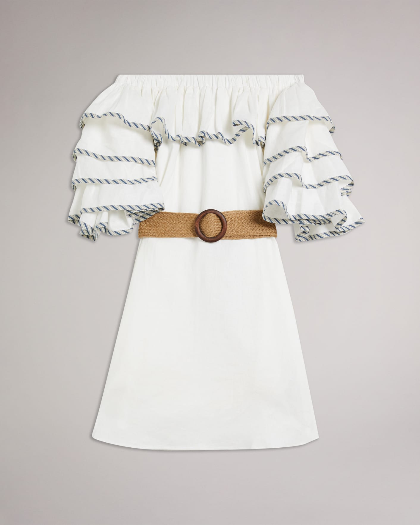 White Belted Ruffle Mini Dress Ted Baker