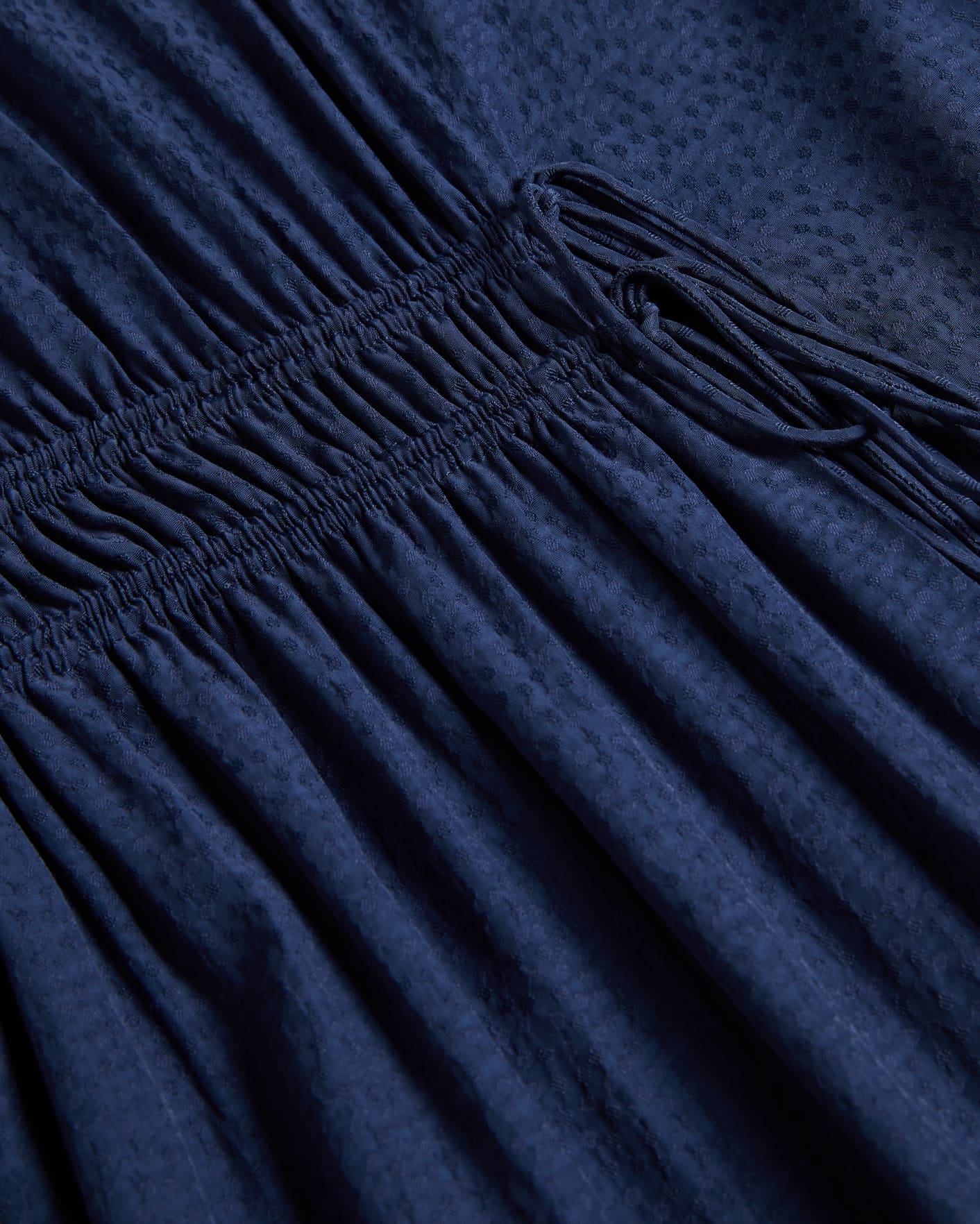 Azul marino oscuro Vestido Cintura Fruncida Liso Textura Ted Baker