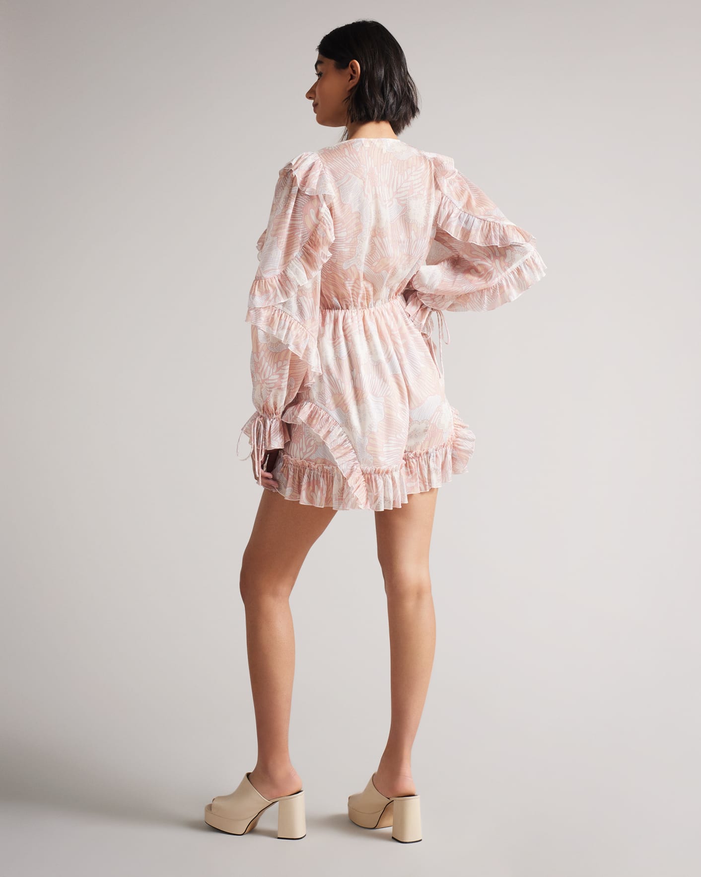 Coral Soft Ruffle Playsuit Ted Baker