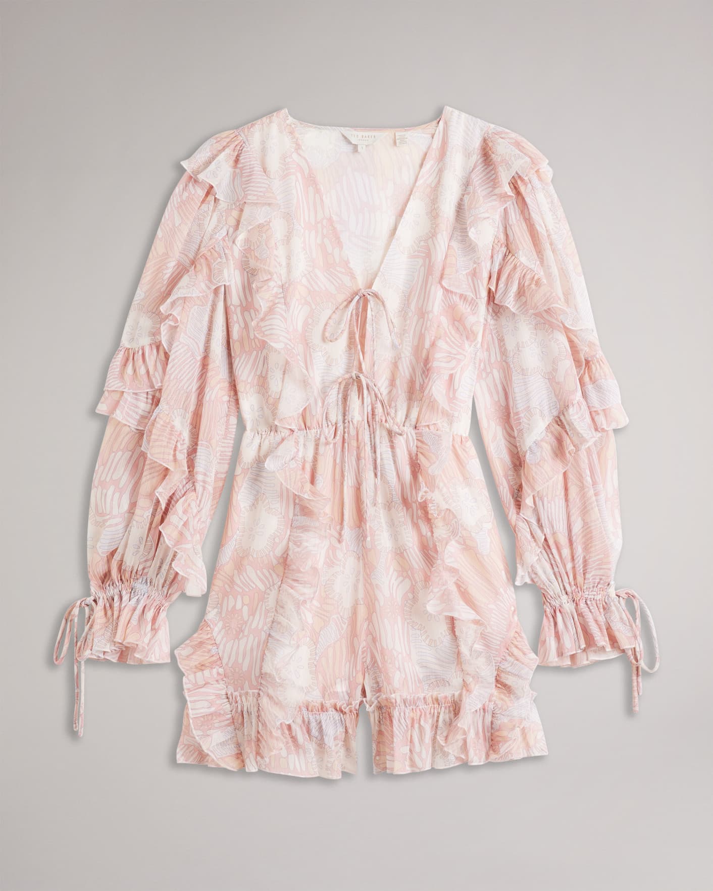 Coral Soft Ruffle Playsuit Ted Baker