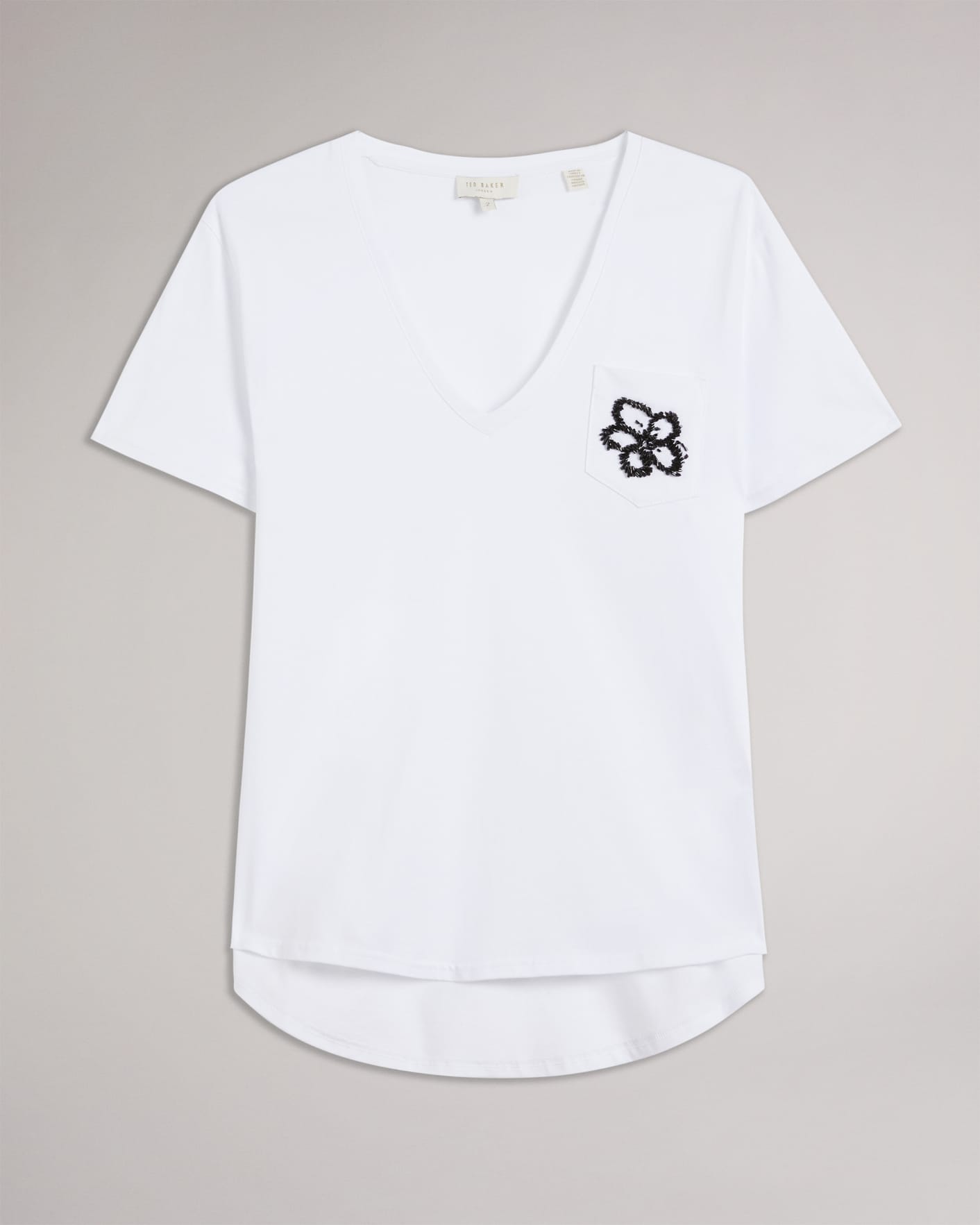 Blanc Tee-shirt avec magnolia en perles brodées Ted Baker