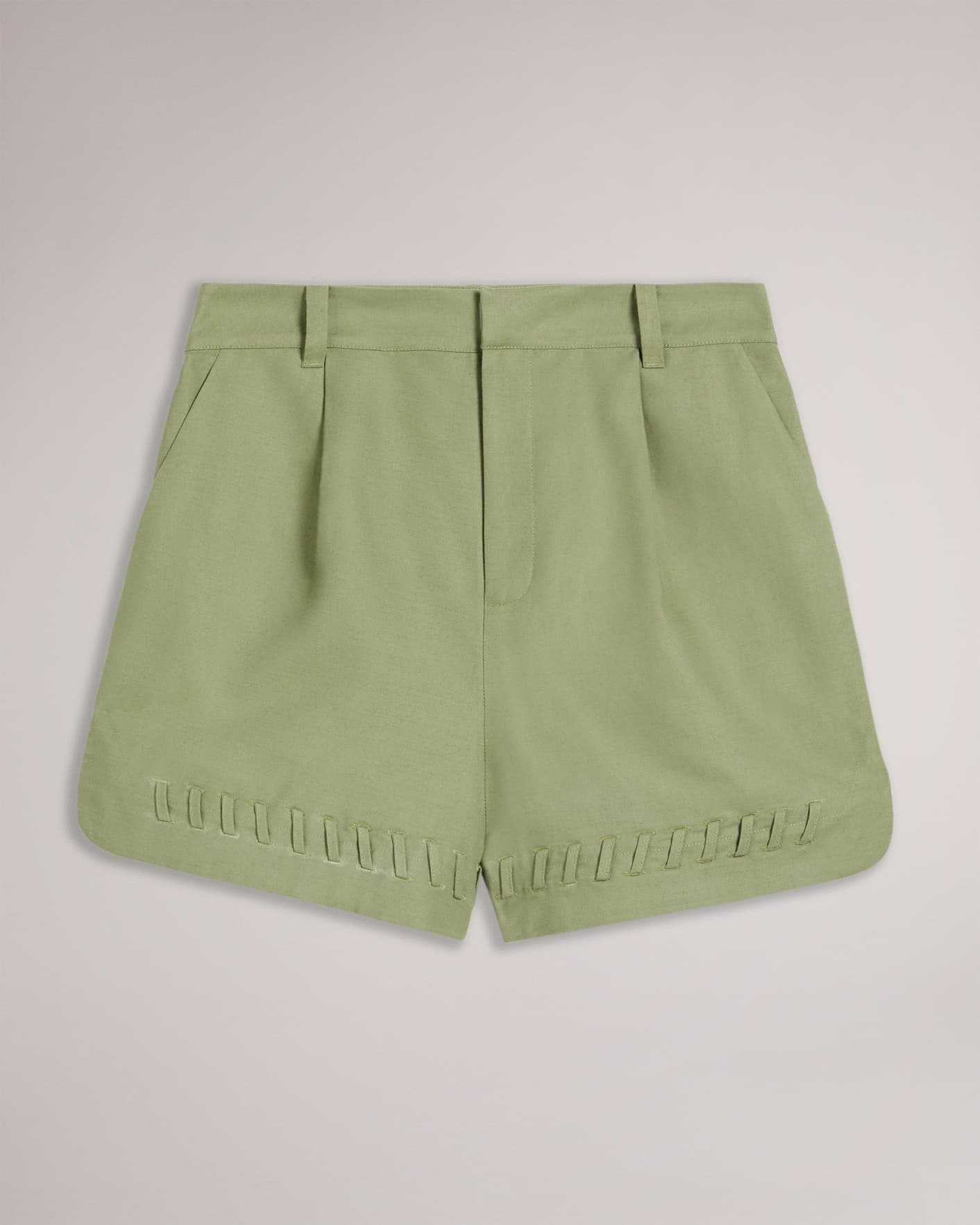 Medium Green Whip Stitch Tailored Shorts With Step Hem Ted Baker