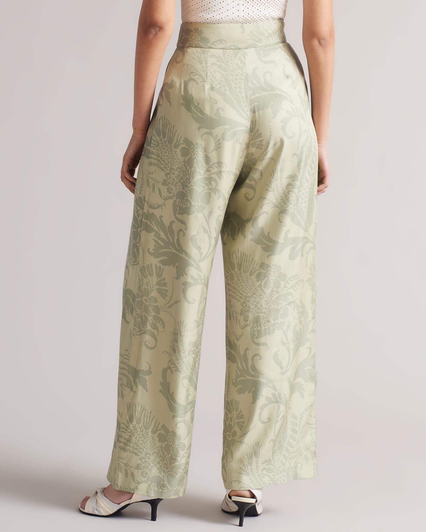 Medium Green Tailored Wide Leg Trousers Ted Baker