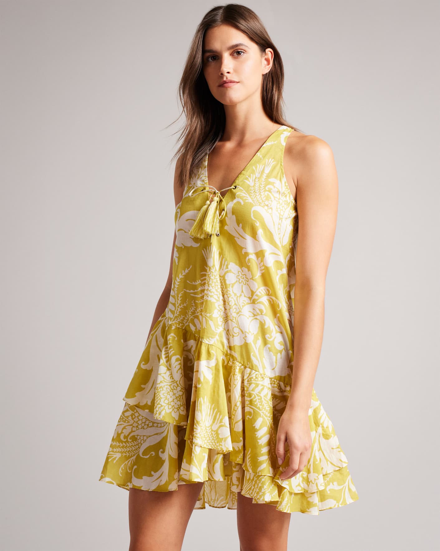 Jaune Mini robe de plage imprimé Baroque Ted Baker