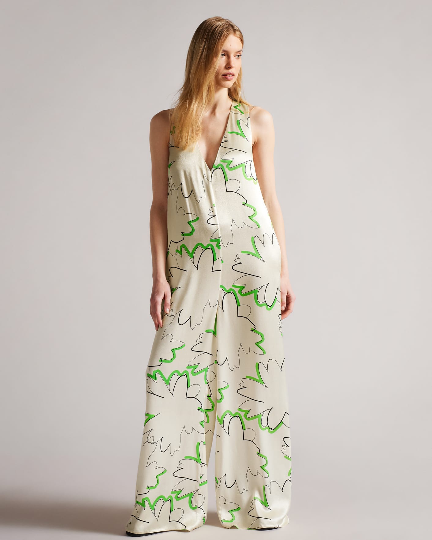 Ivory MIB Printed Strappy Back Jumpsuit Ted Baker