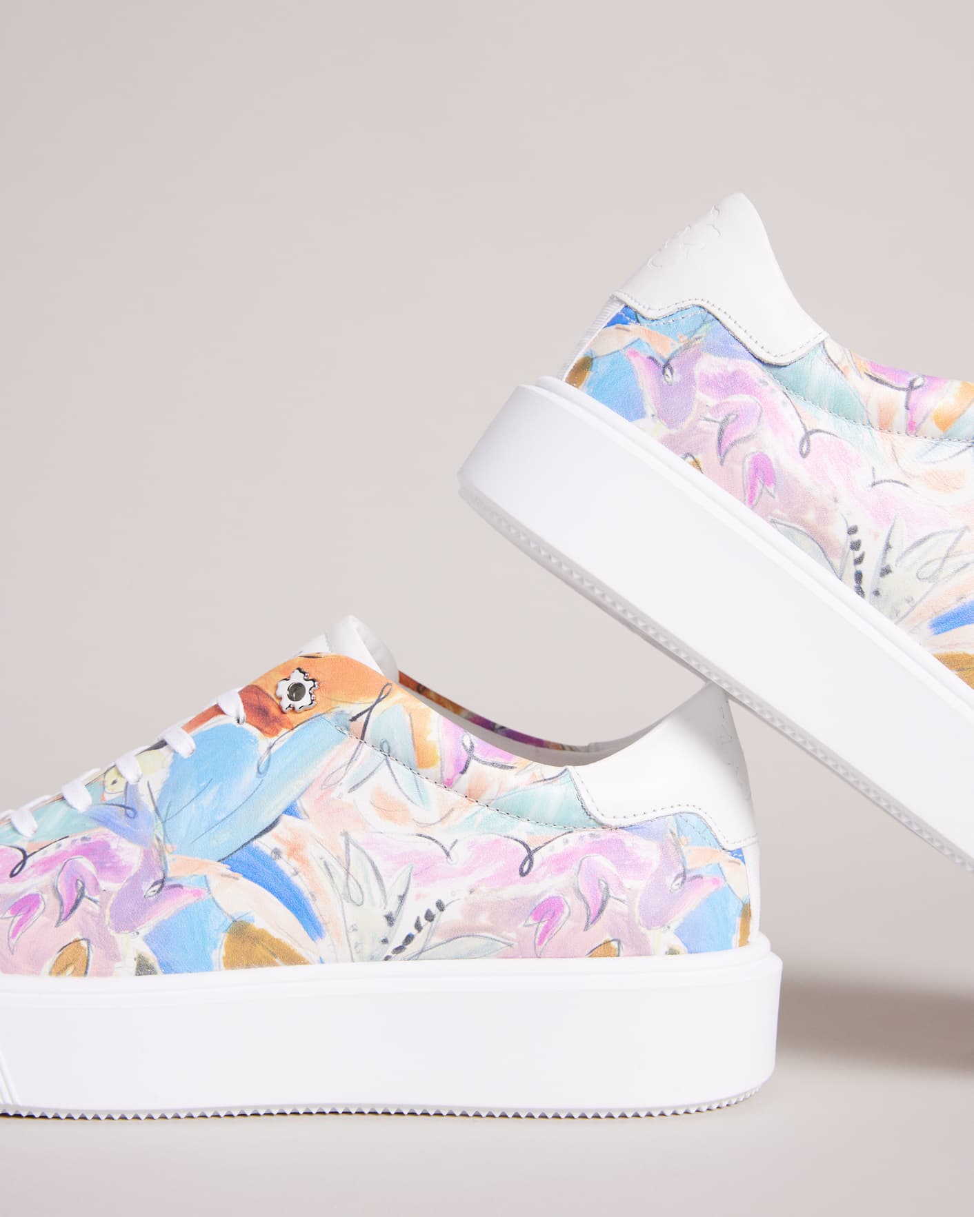 Multicoloured Printed Platform Trainers Ted Baker