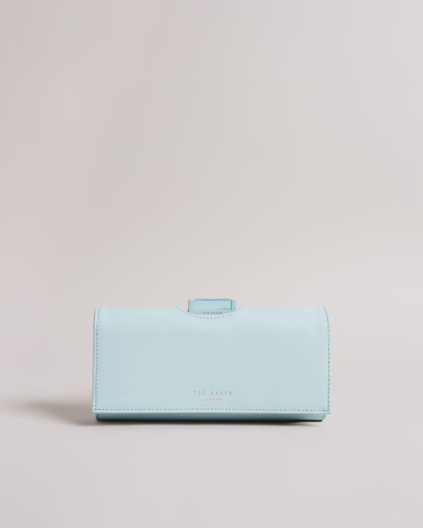 Pale Blue Matte Leather Large Crystal Purse Ted Baker