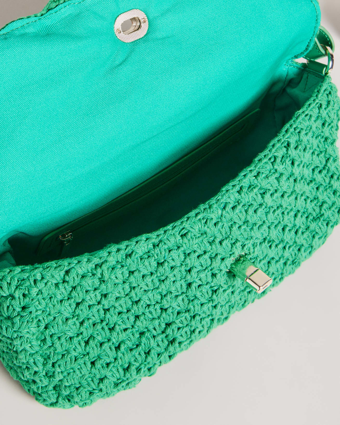 Green Knitted Crochet Medium Shoulder Bag Ted Baker
